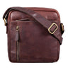 Leder Schultertasche Vintage Herren dunkel-braun