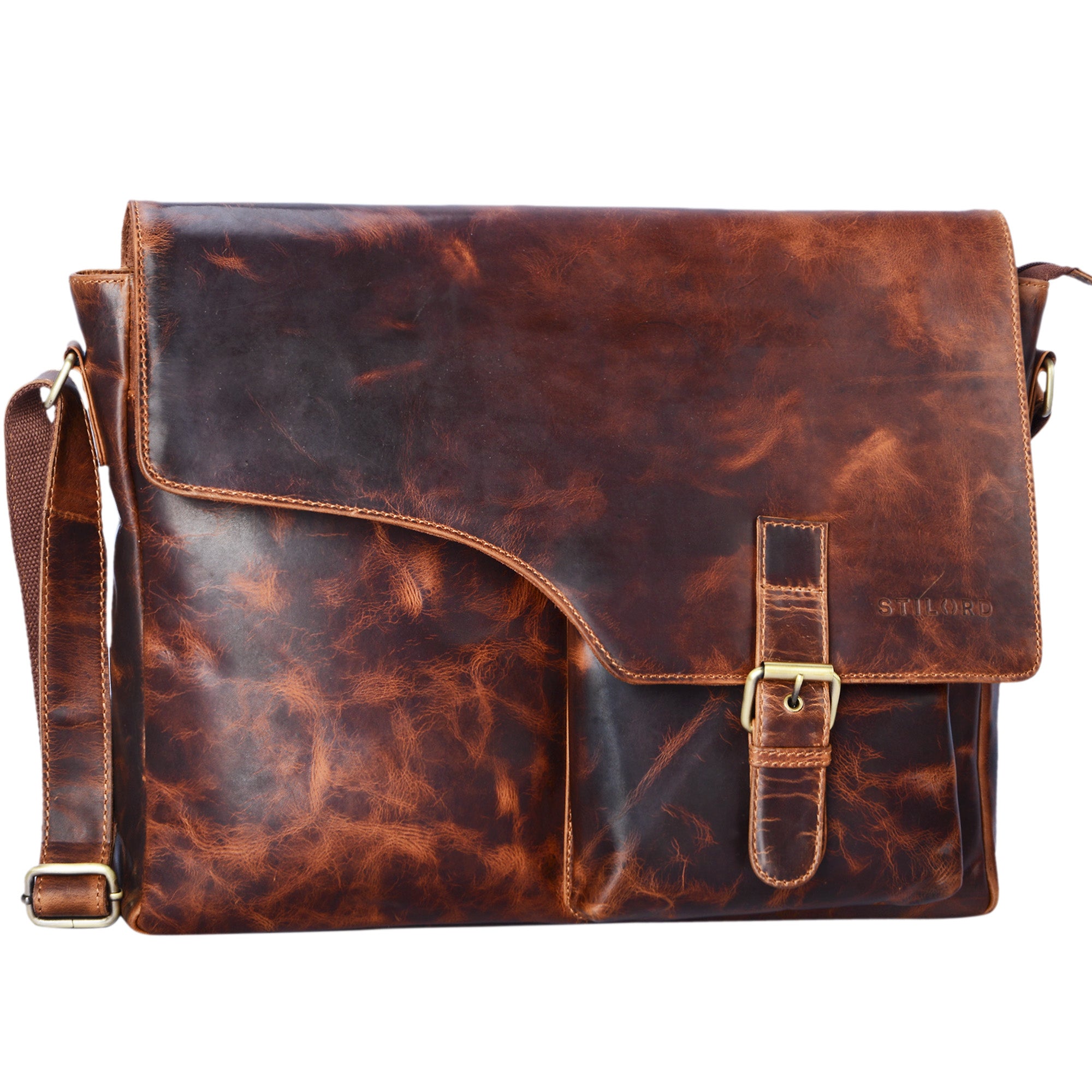 Vintage Leder Messenger Bag Laptoptasche braun