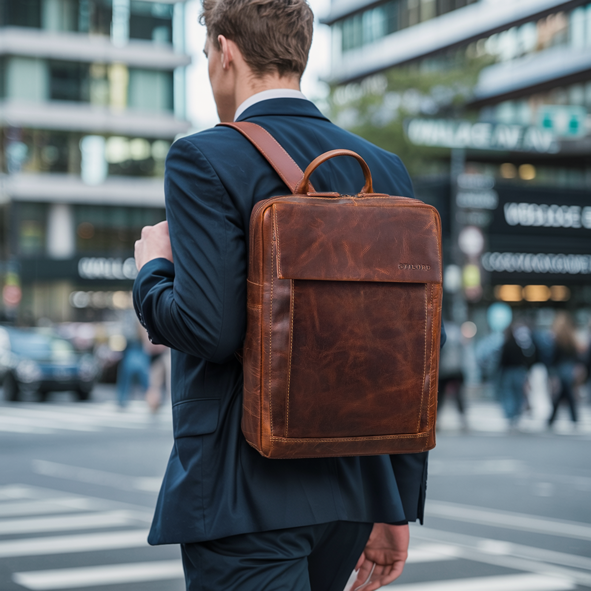 echtleder herren arbeitsrucksack groß büro braun
