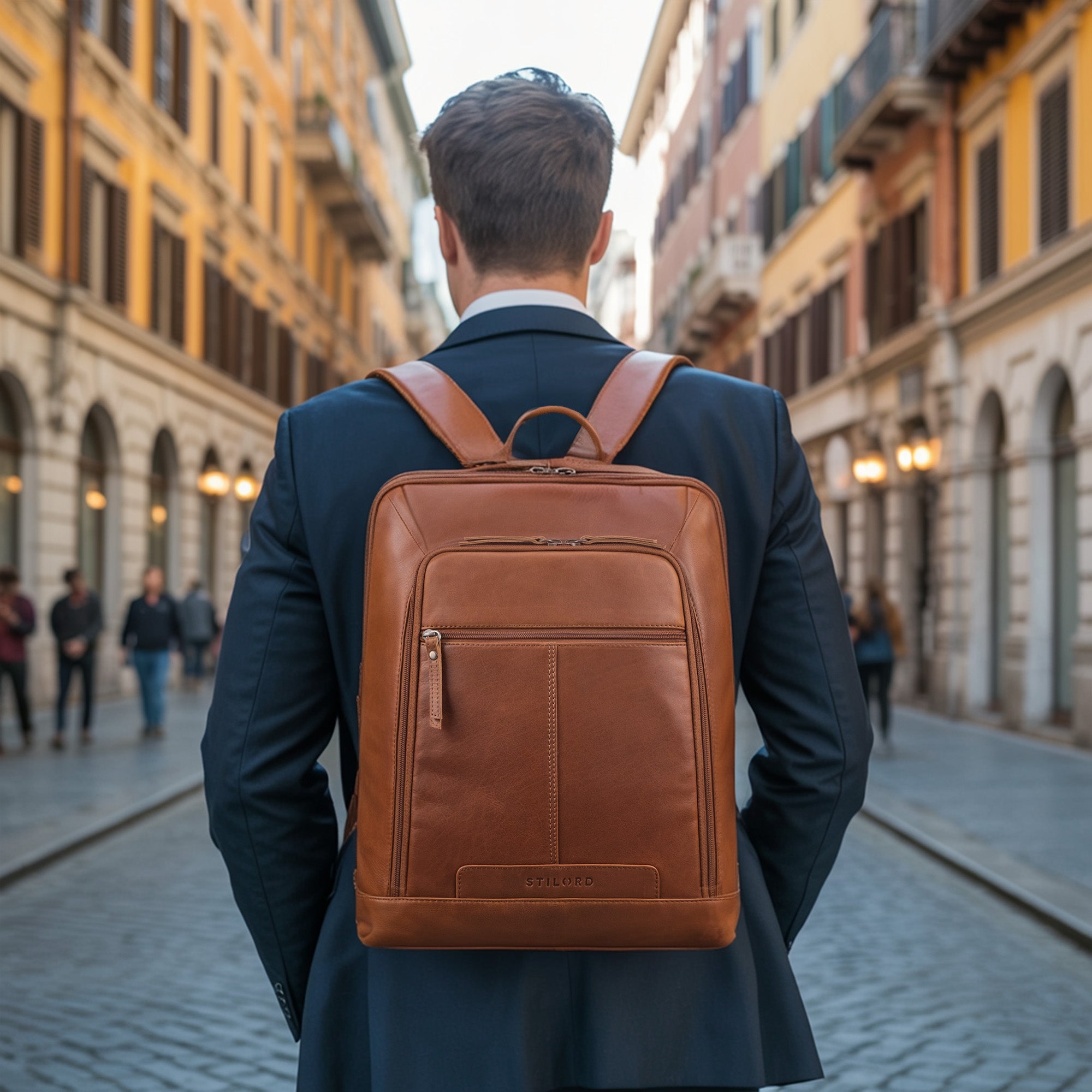 brauner vintage rucksack echt leder herren