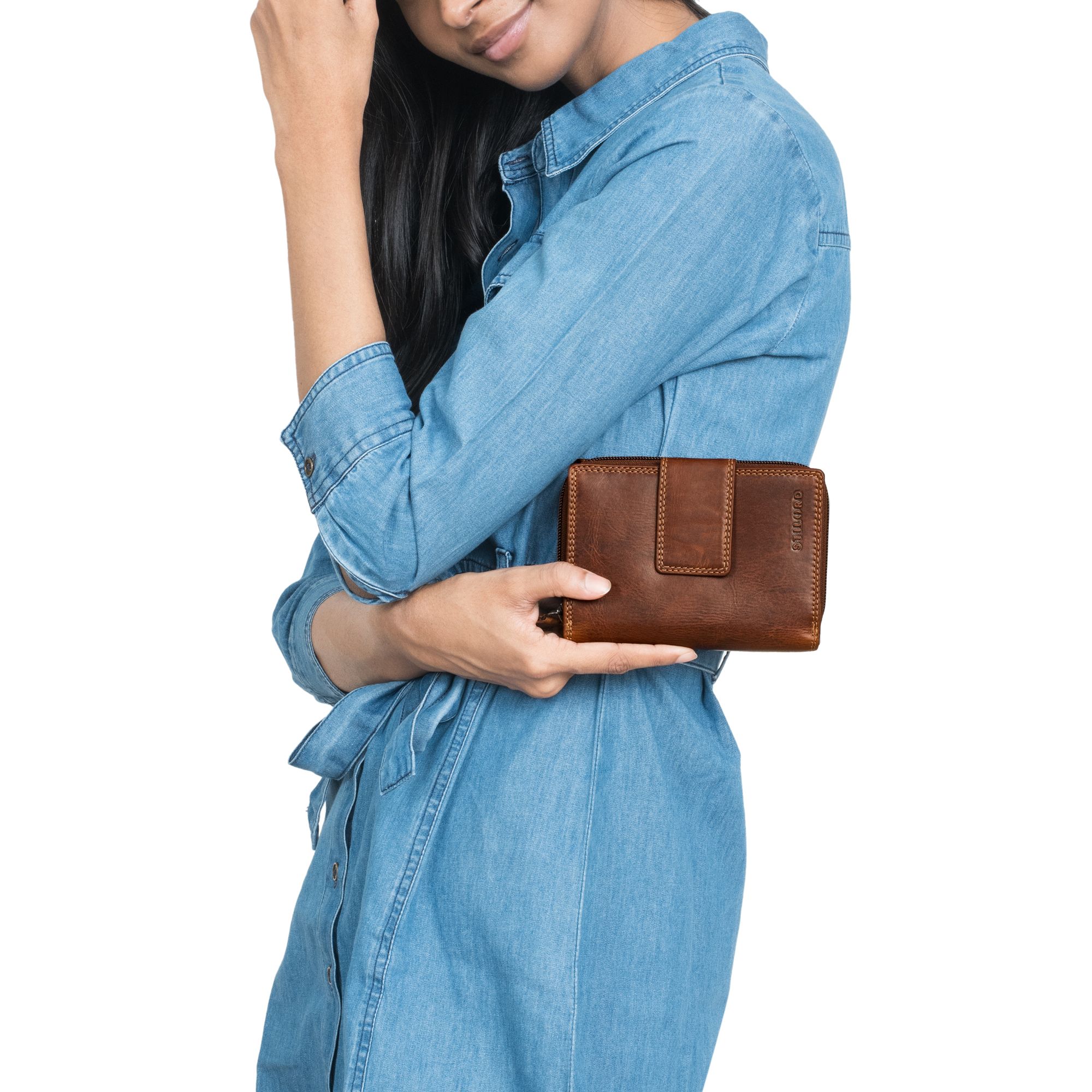 leder brieftasche groß damen cognac
