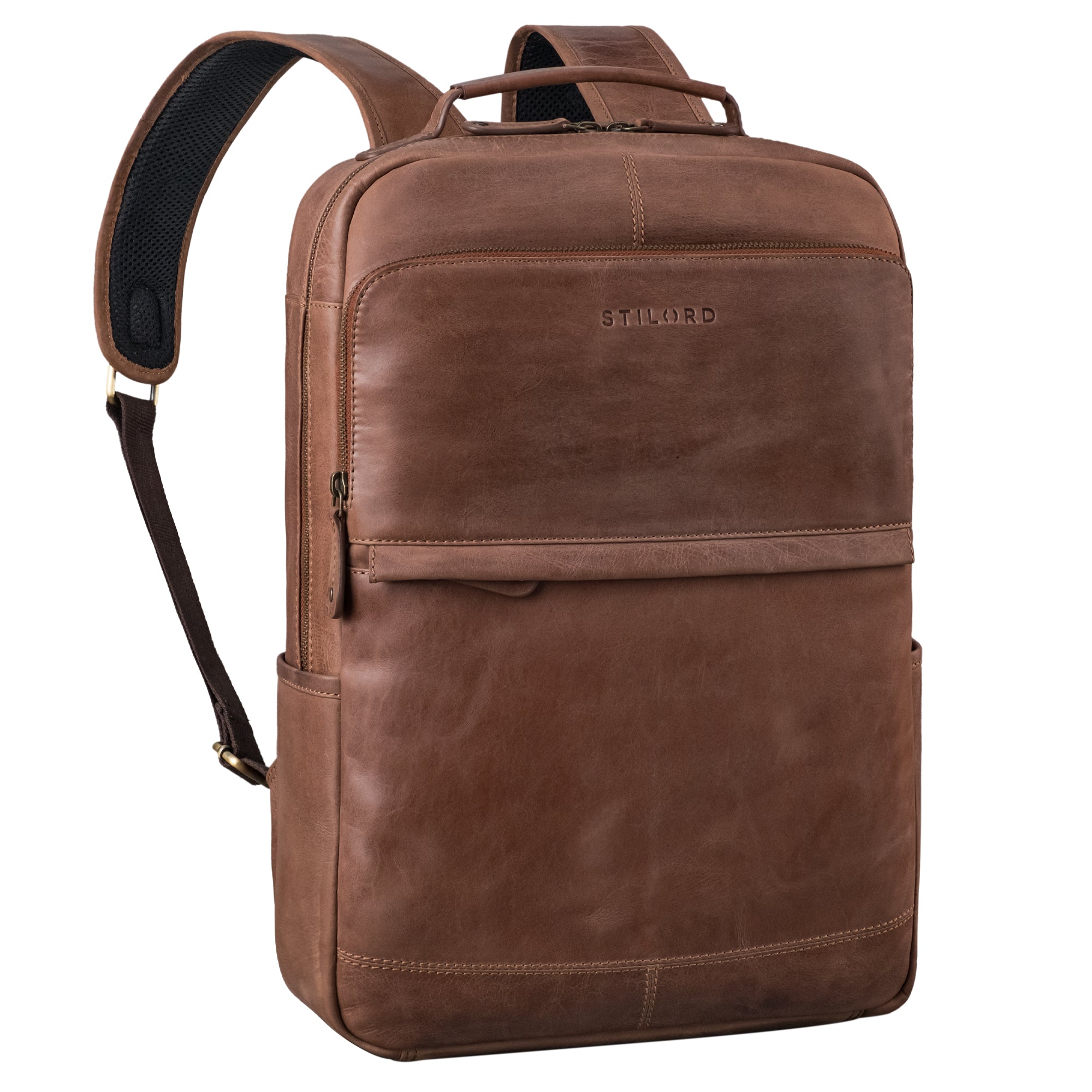 Arbeitsrucksack Herren Damen Groß Leder 17 Zoll Braun