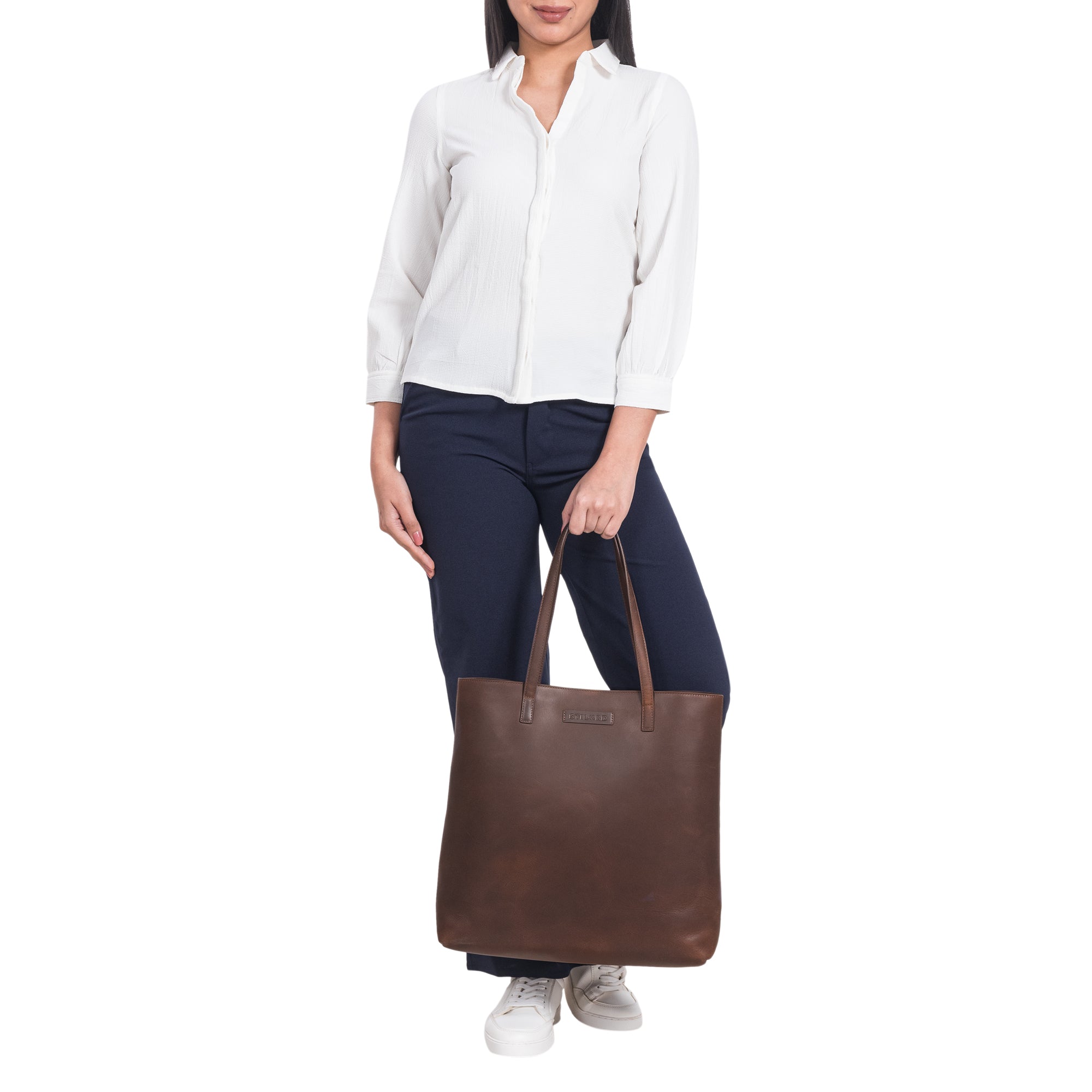Handtasche Frauen Mittel Echtleder dunkelbraun