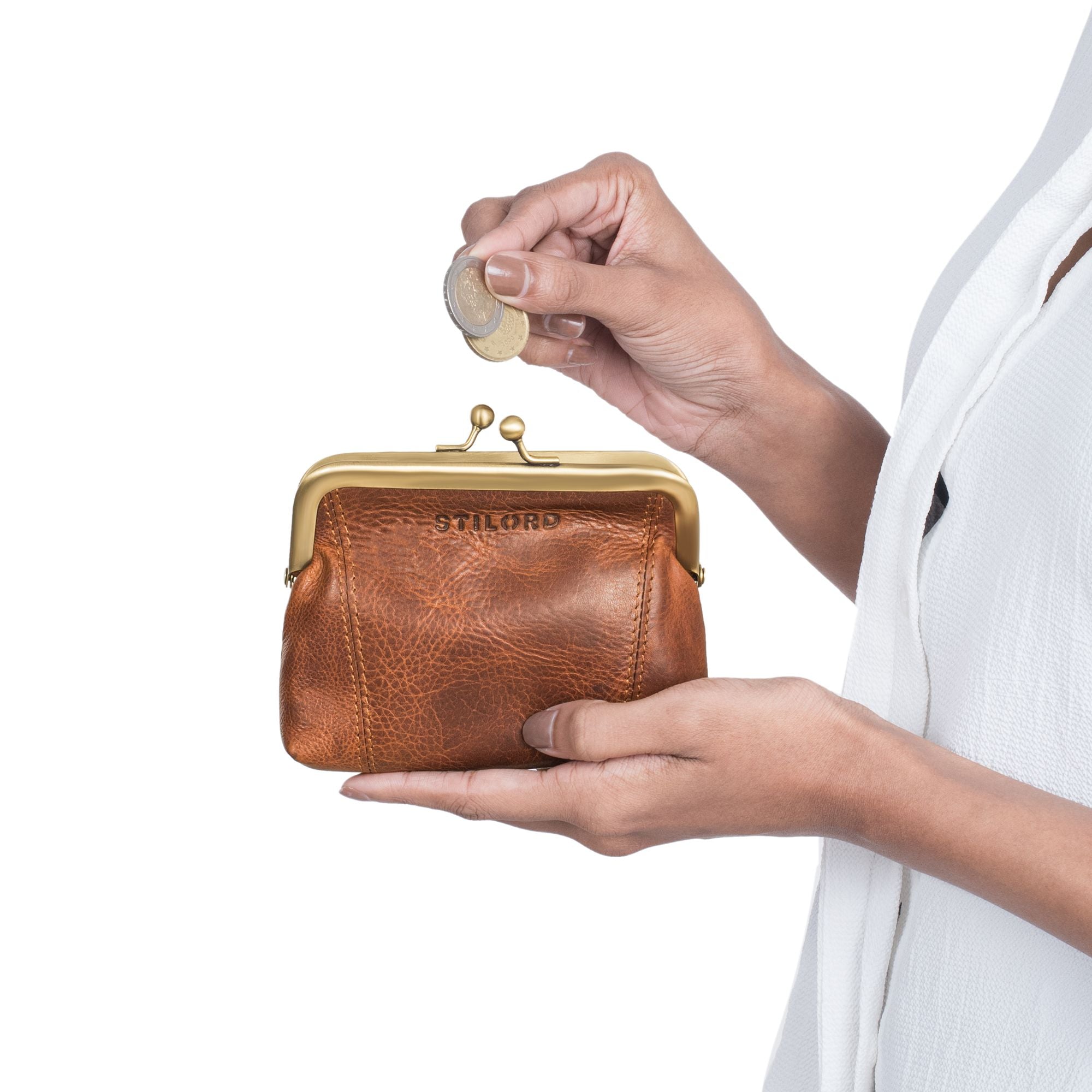 Portemonnaie Damen Leder Cognac
