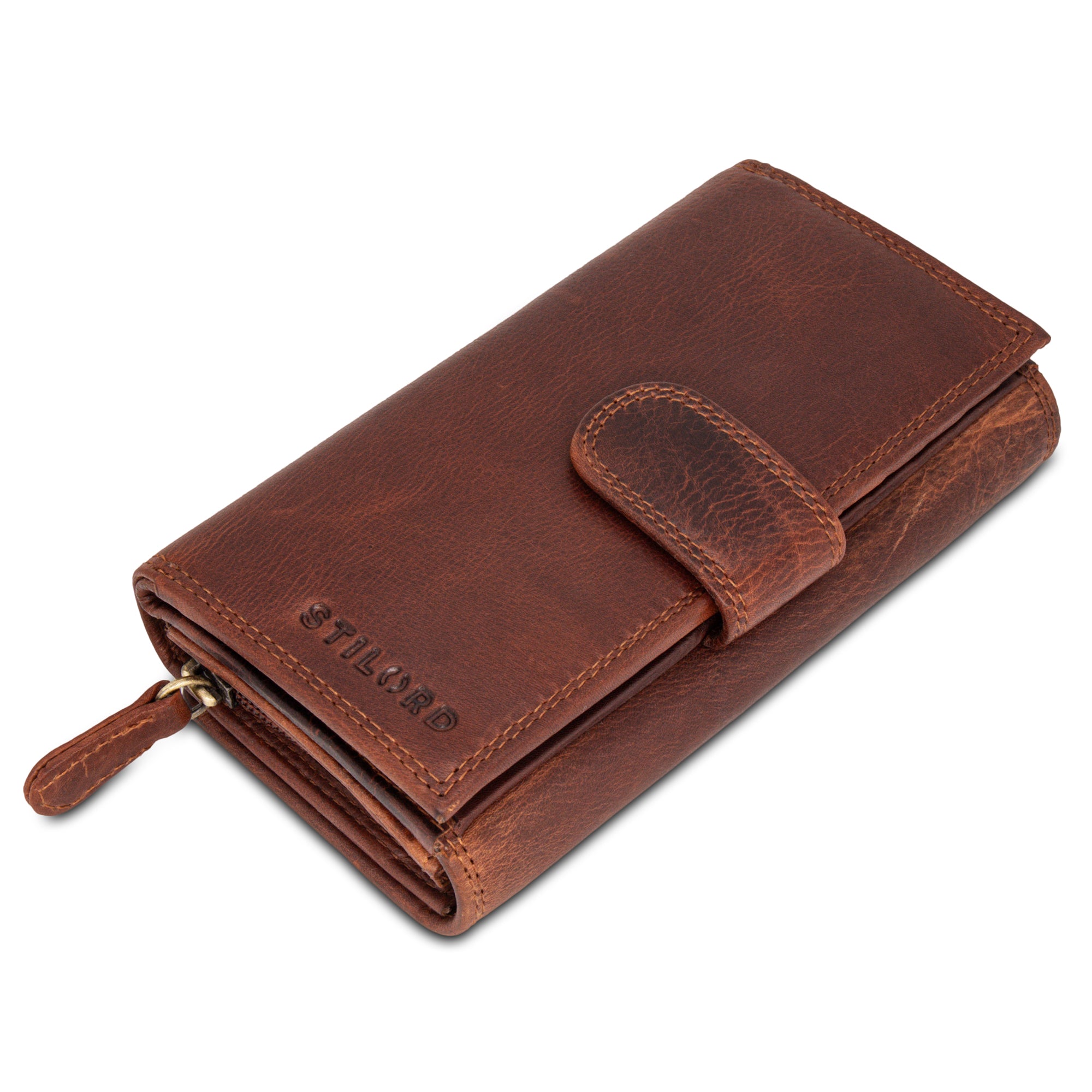 edler damen geldbeutel cognac gross echtleder