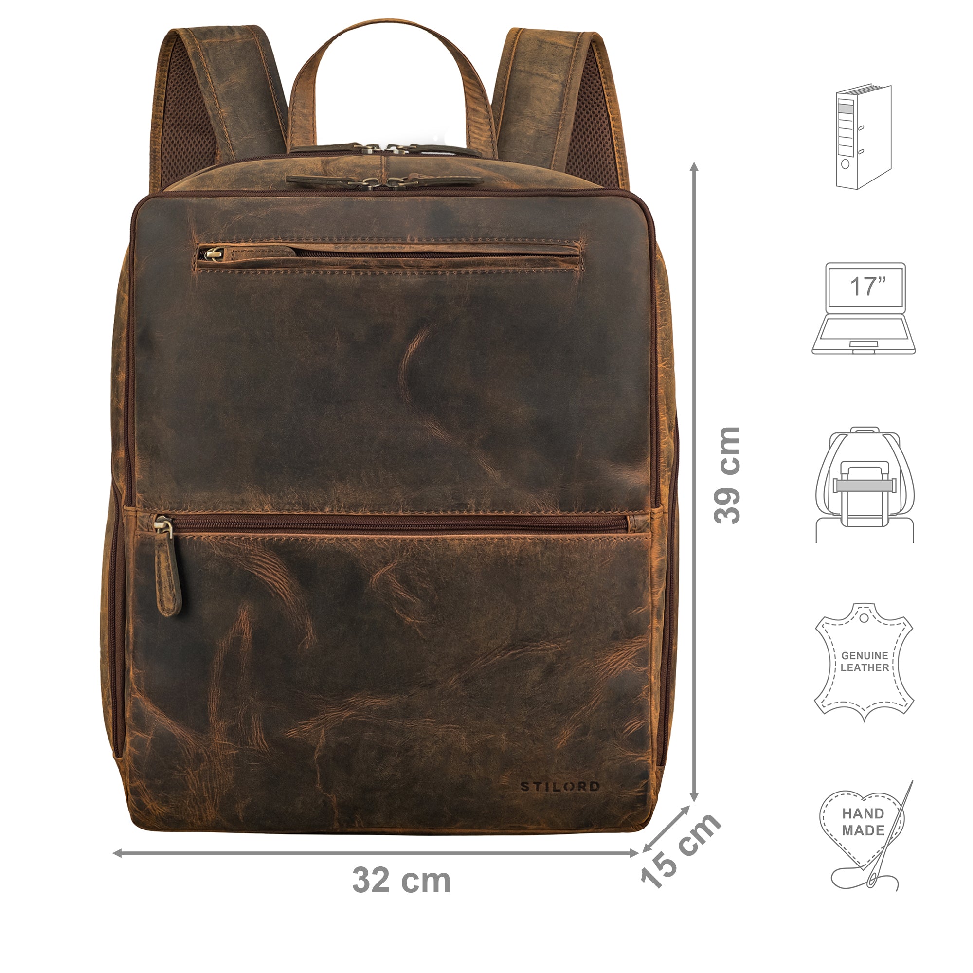 echtleder rucksack damen elegant braun