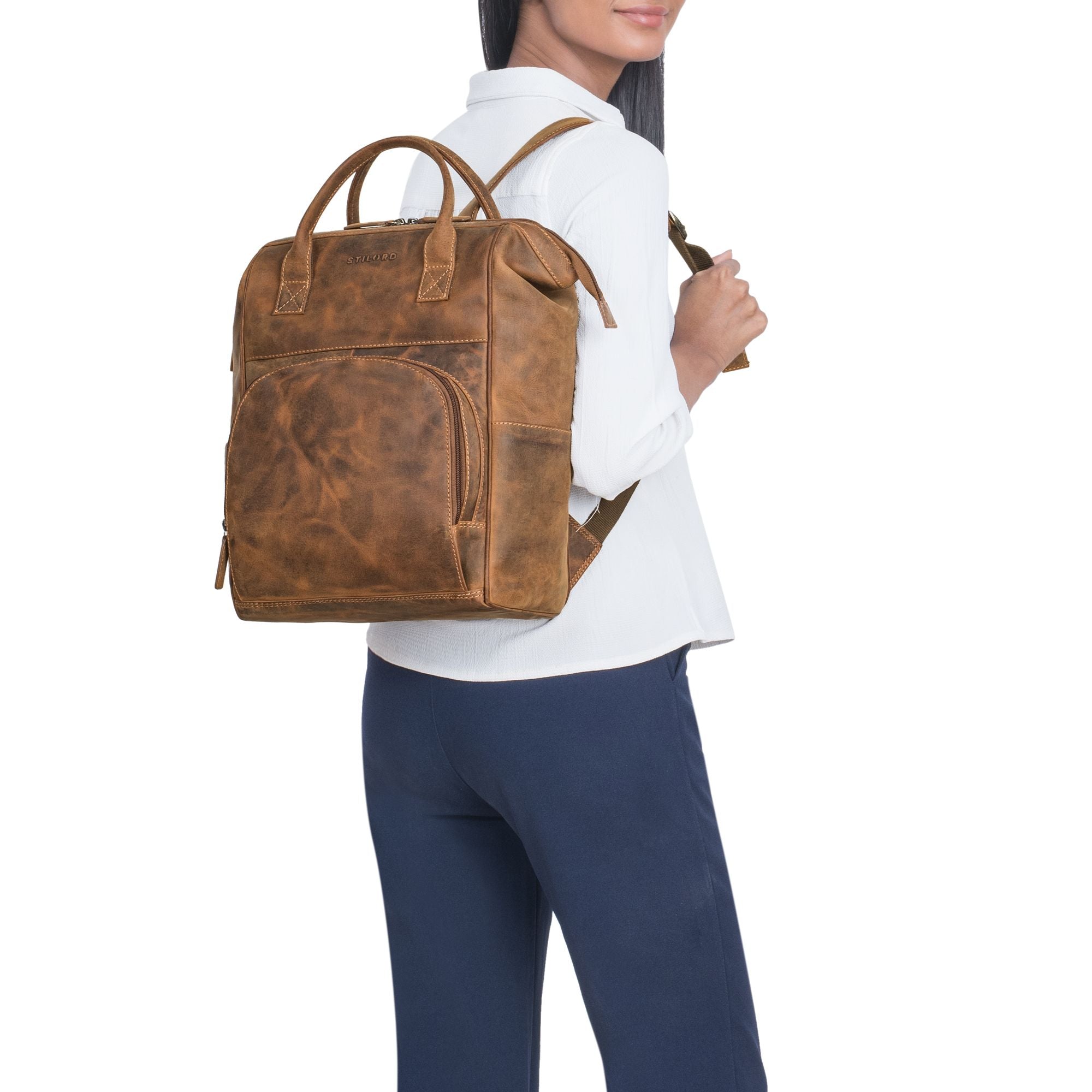 Lederrucksack Damen braun