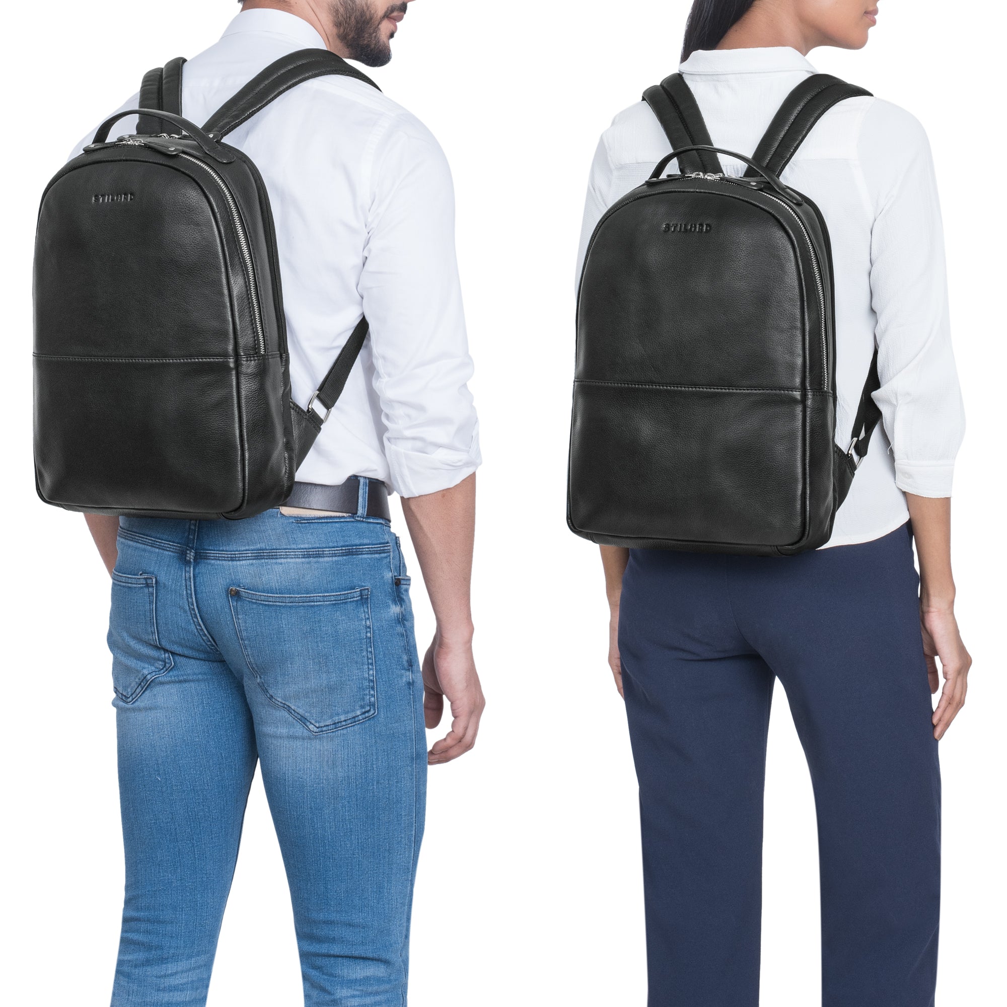 Damen echt leder Rucksack herren vintage schwarz
