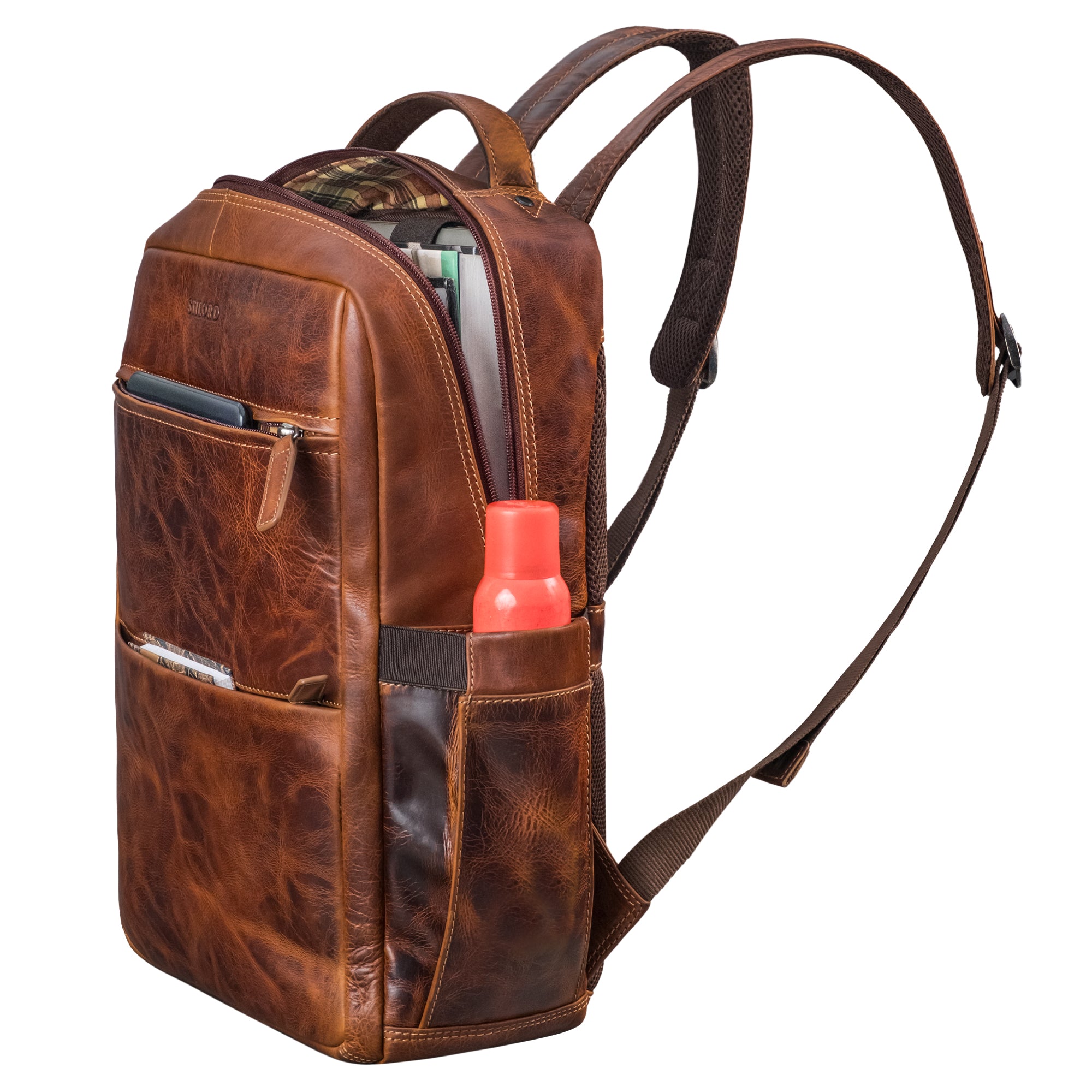 Leder Businessrucksack Herren braun