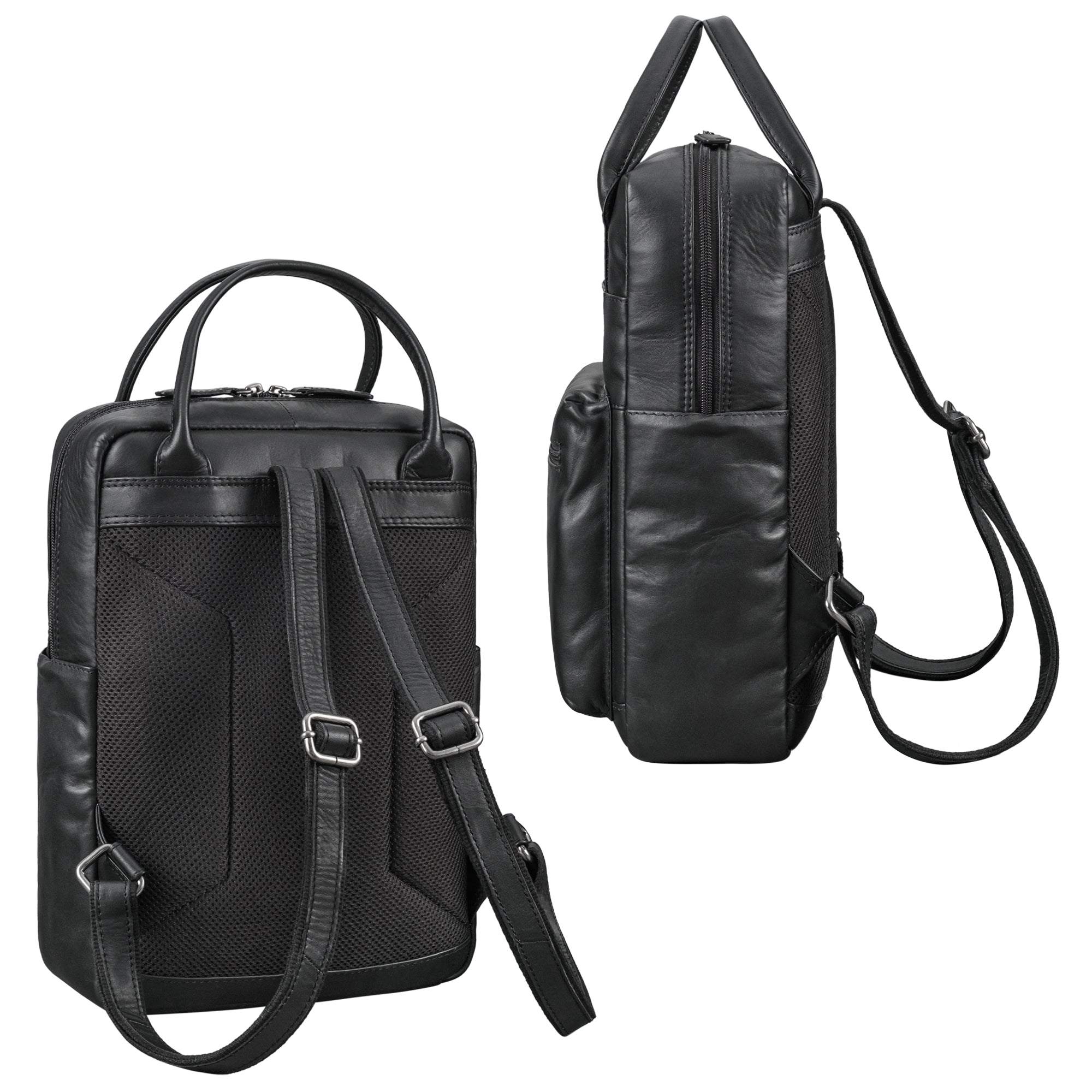 damen rucksack echt leder schwarz