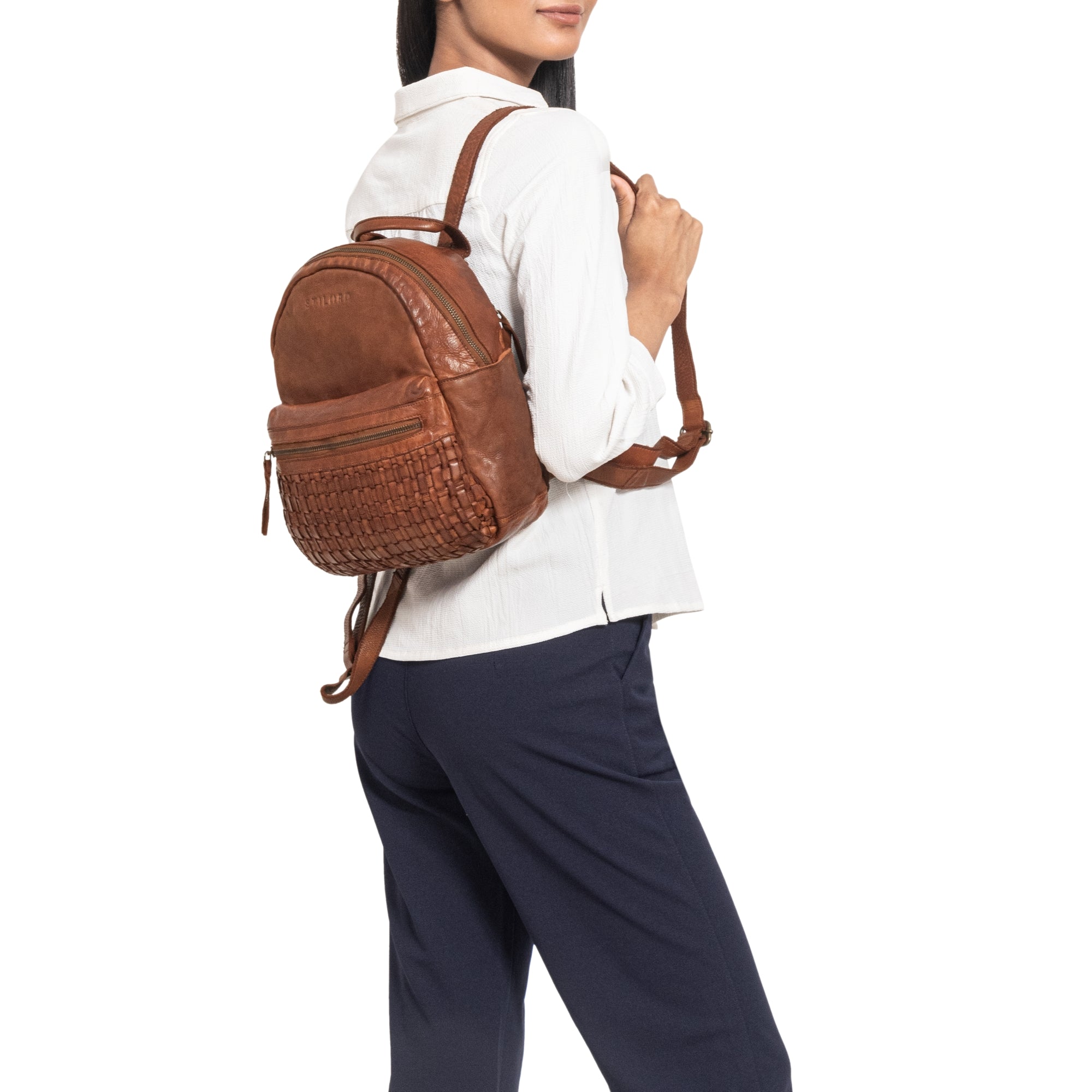 Echtleder Damenrucksack Klein im Boho-Vintage Retro Stil – Eleganter Rucksack für stilbewusste Frauen