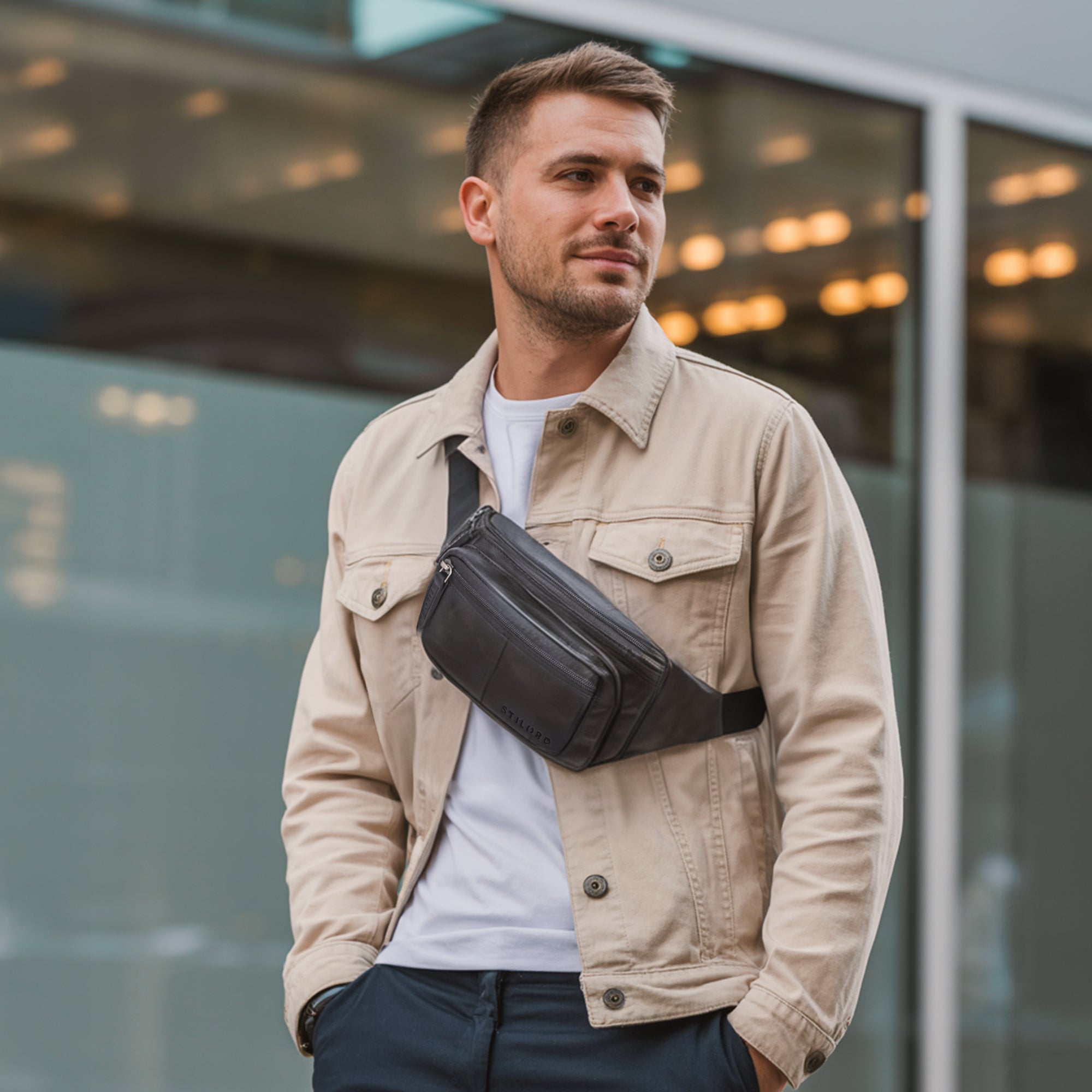 herren hüfttasche echtleder schwarz mittel
