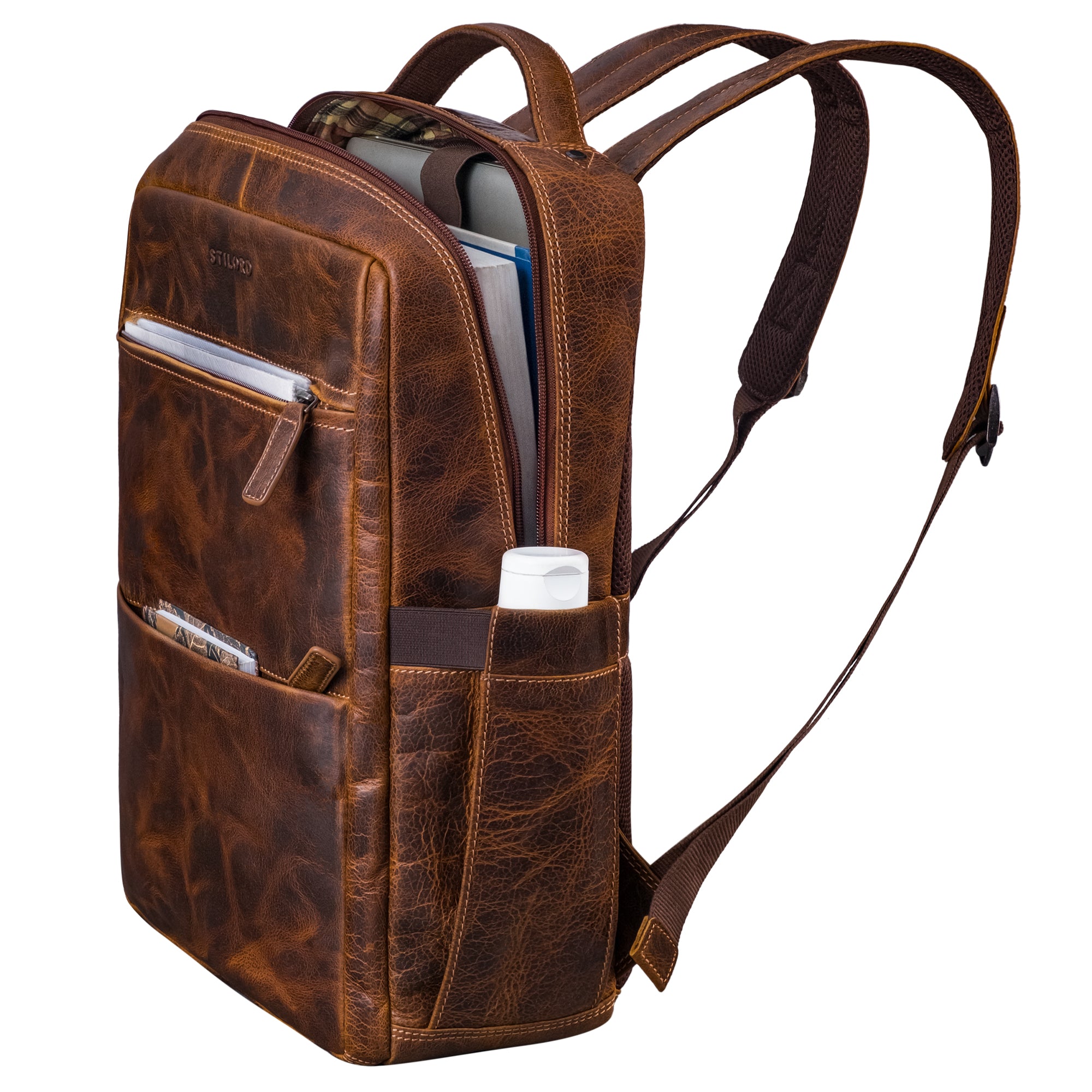Leder Businessrucksack Herren braun