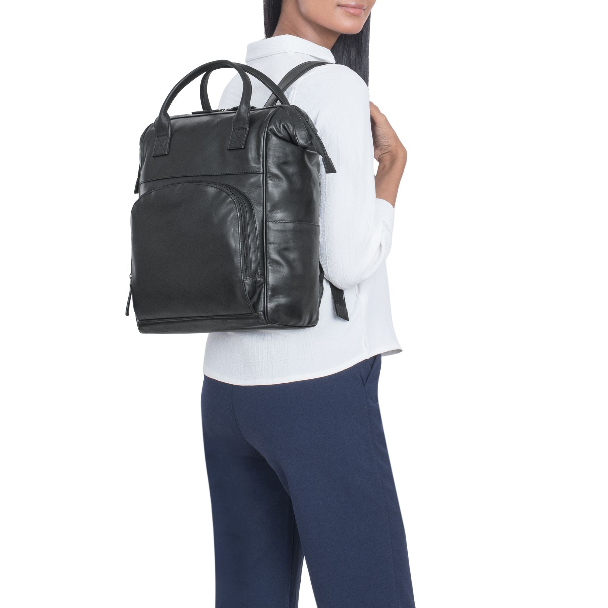 Lederrucksack Damen schwarz