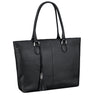  Echt Leder Shopper Tasche mit gepolsterten Laptopfach 15,6 Zoll in Schwarz 