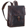 Großer Vintage Echt Lederrucksack Damen mit vielen Fächern und Laptopfach 15.6 Zoll cognac dunkelbraun