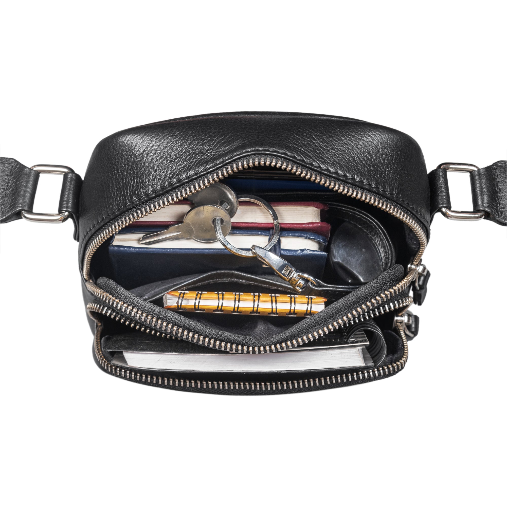 Stilvolle schwarze Ledertasche Männer