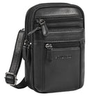 Multifunktionale 4-in-1 Kleine Ledertasche Herren Schwarz - Umhängetasche, Gürteltasche, Brusttasche oder mit Karabiner befestigbar