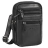 Multifunktionale 4-in-1 Kleine Ledertasche Herren Schwarz - Umhängetasche, Gürteltasche, Brusttasche oder mit Karabiner befestigbar