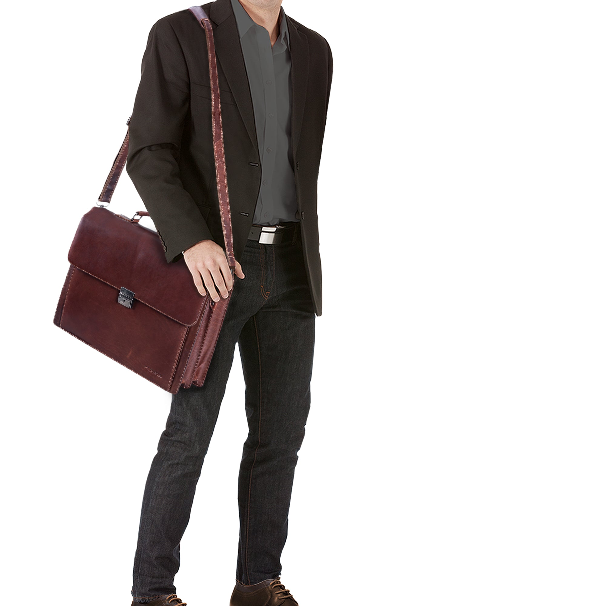 Notebooktasche Businesstasche Leder Vintage braun 