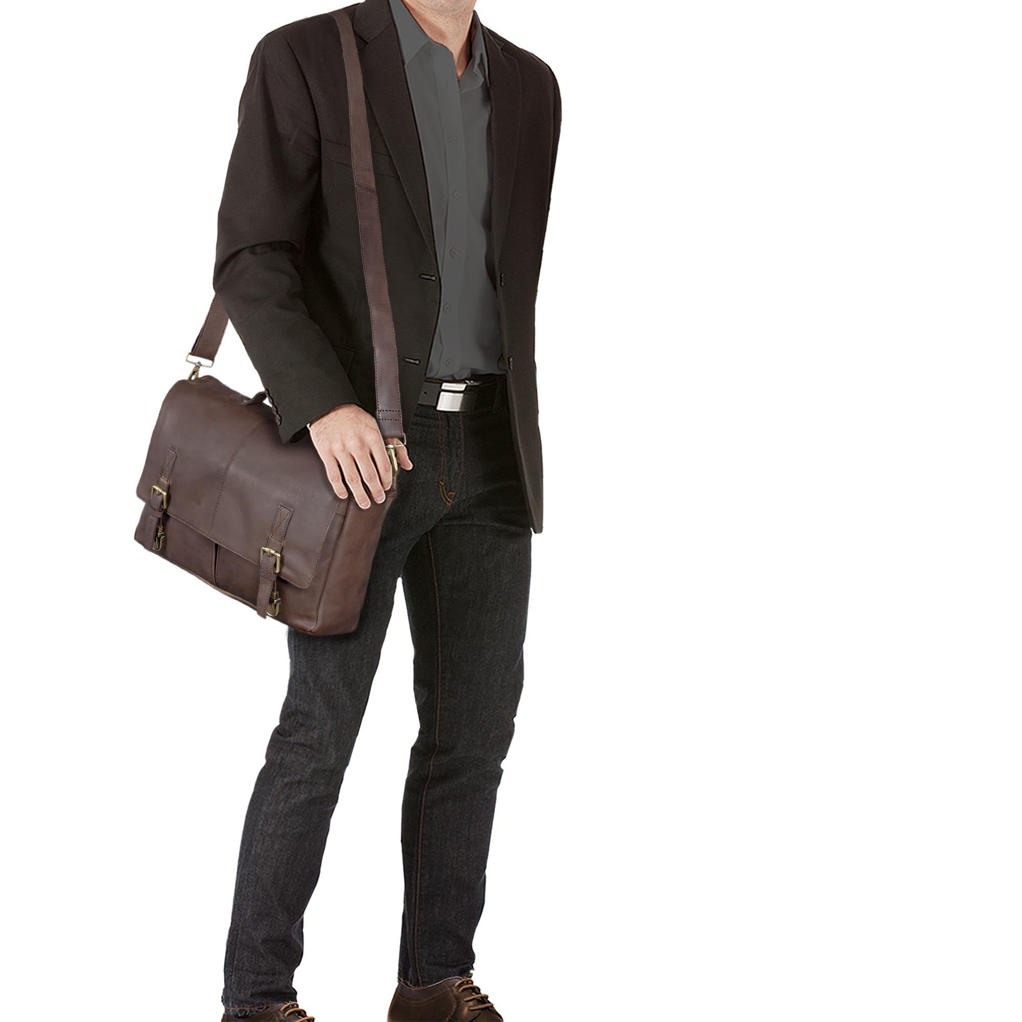 Laptoptasche 15.6 Zoll Notebook Leder dunkelbraun