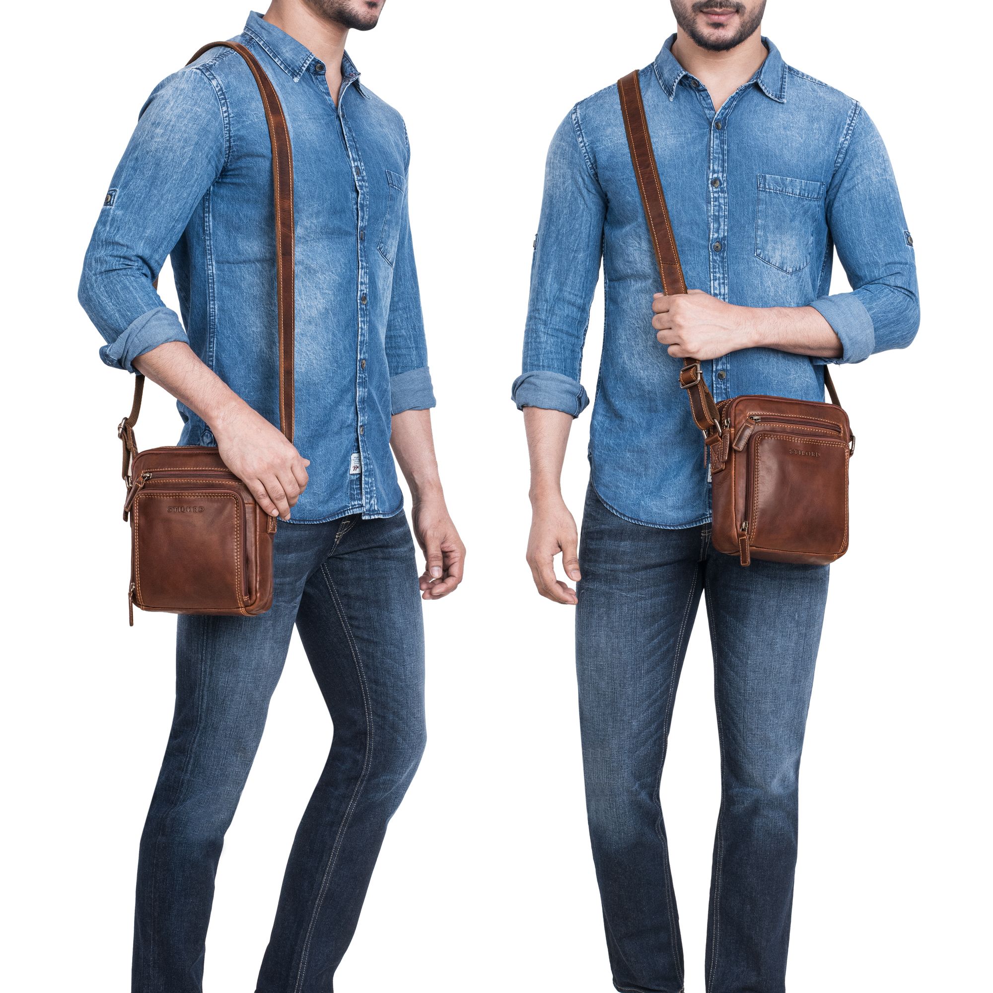 leder herrenumhängetasche klein braun