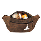 Bauchtasche Damen Echtleder braun