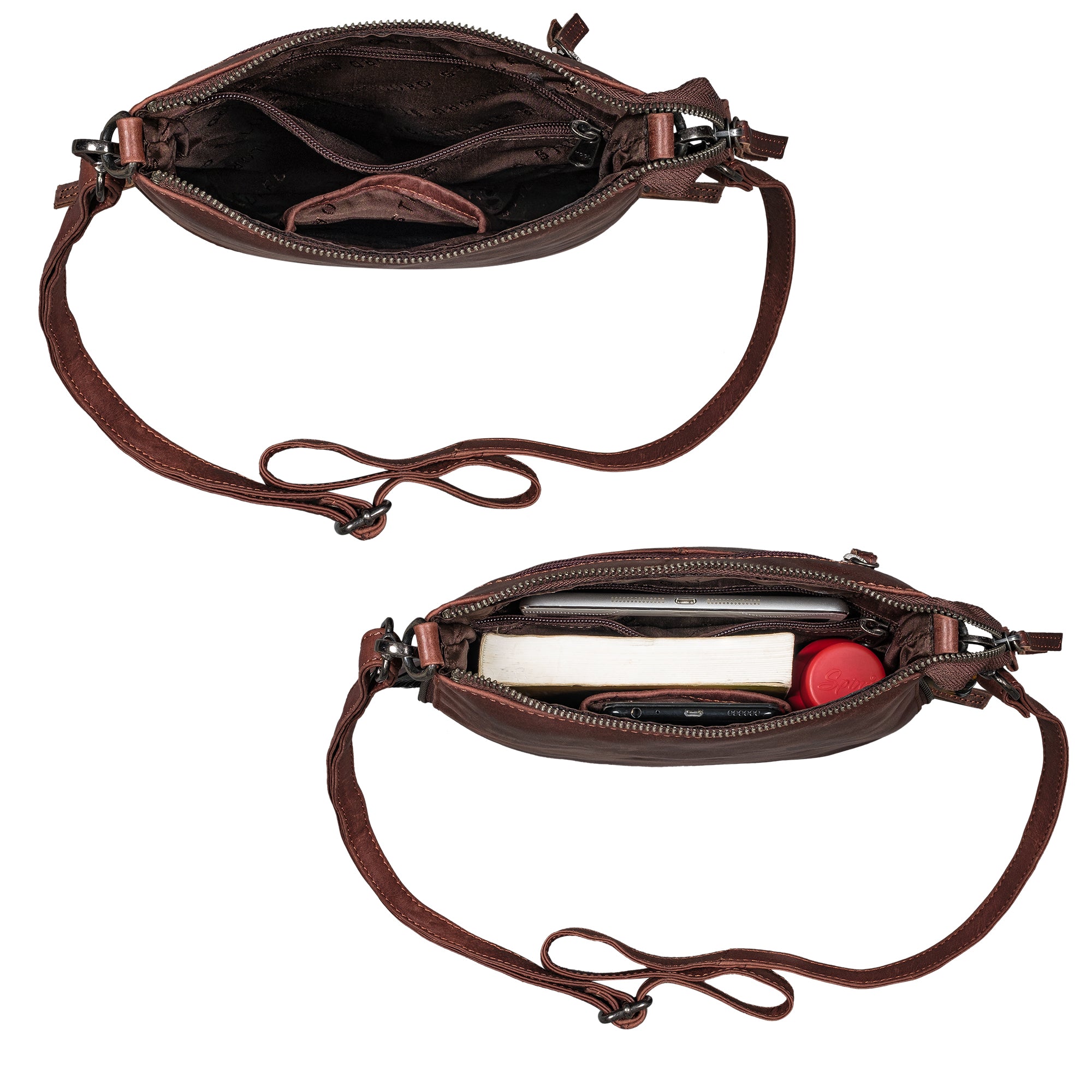 kleine Umhängetasche Damen Leder braun