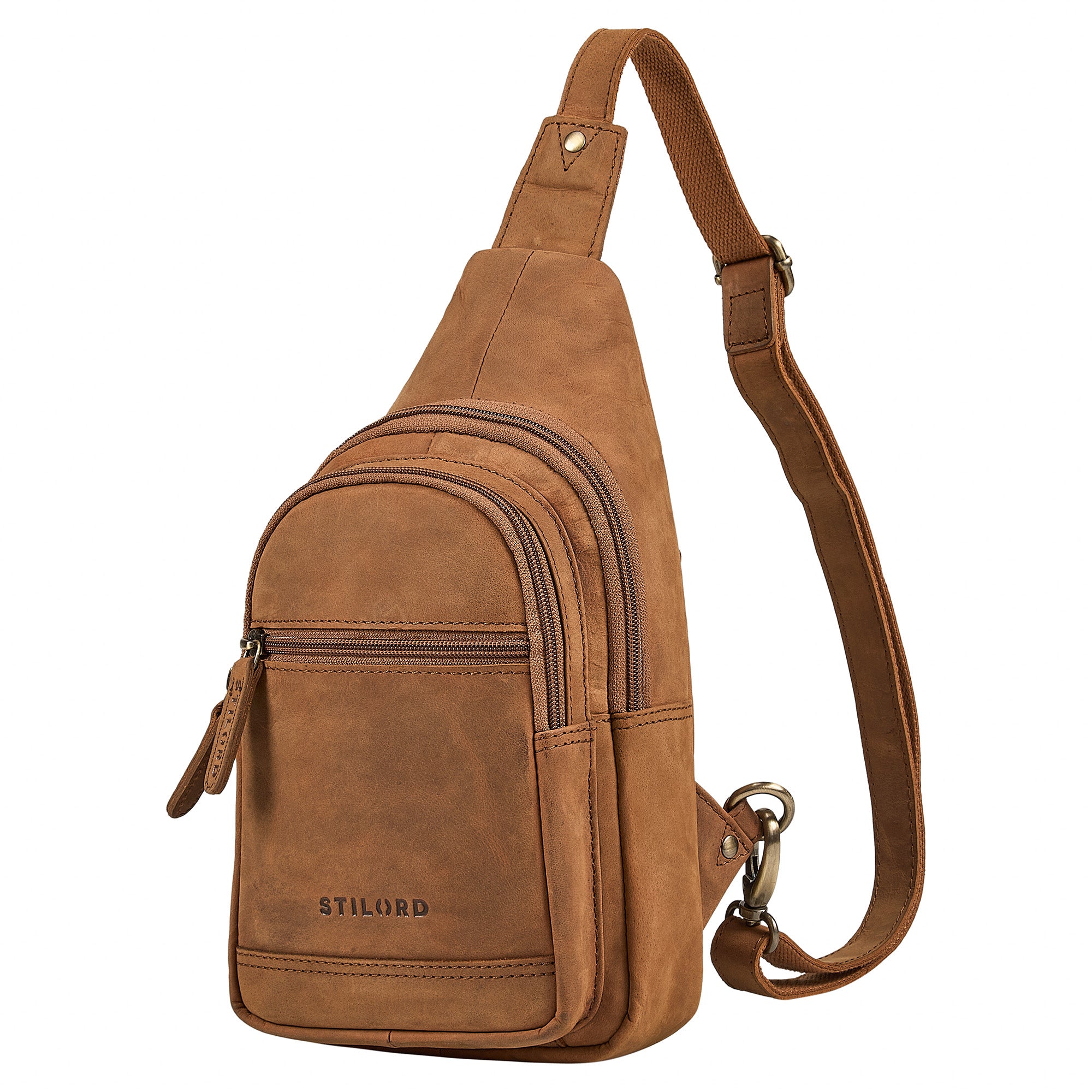 kleine sling bag leder umhängetasche herren braun