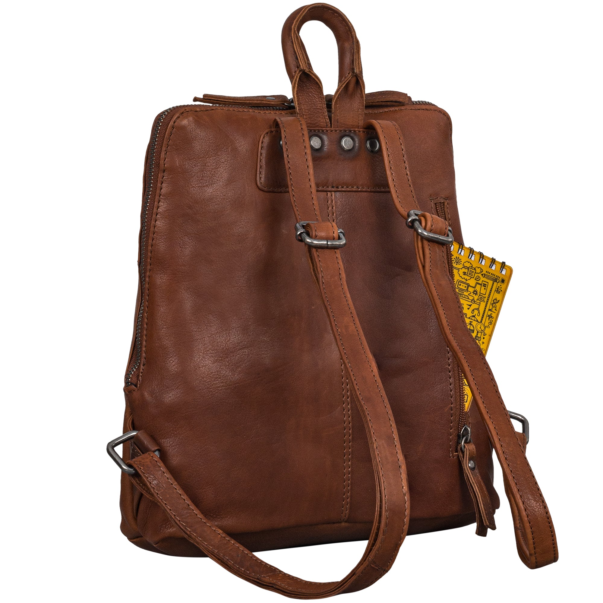 Mini Retro Rucksack Damen klein braun Leder