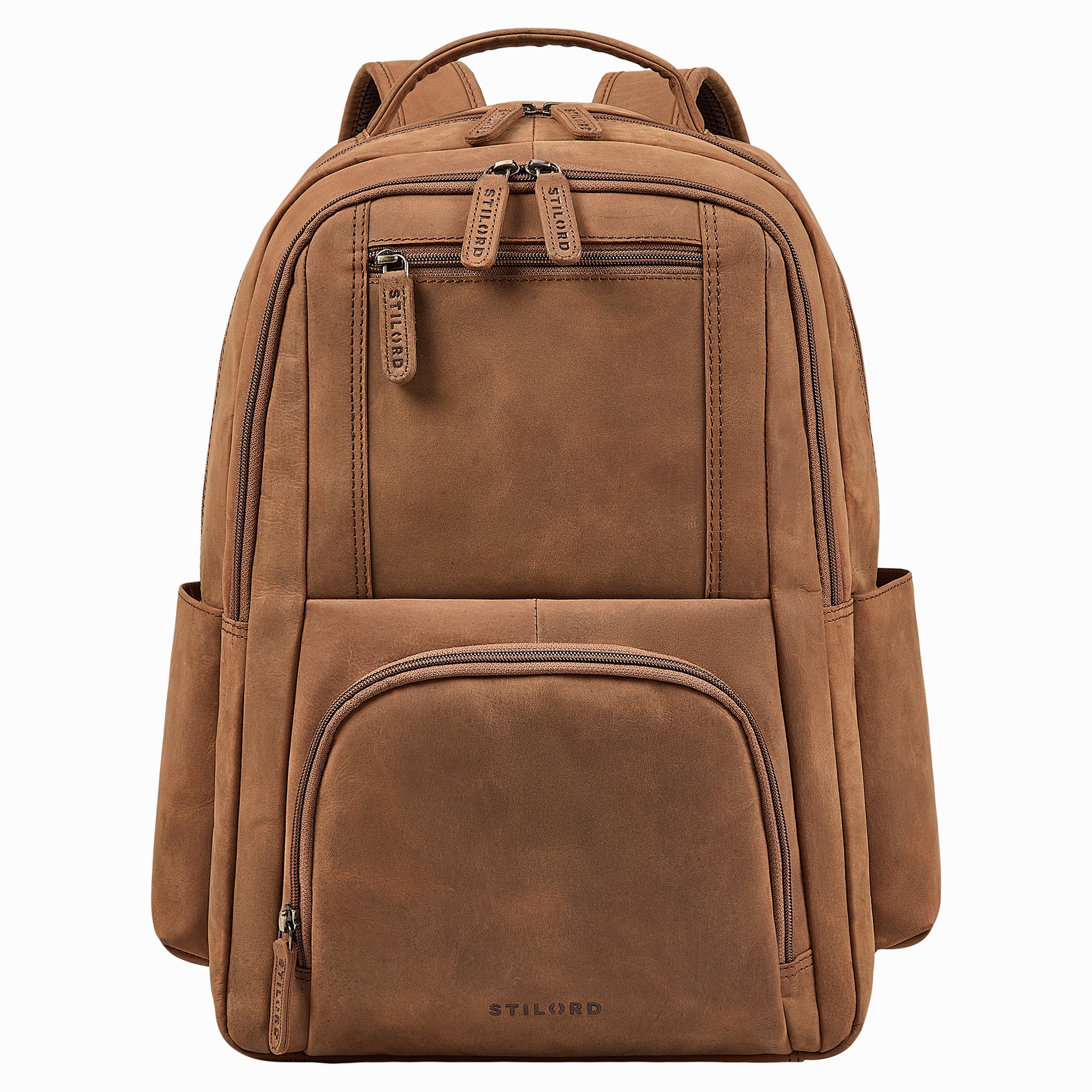  Großer Business Rucksack Herren Leder mit Laptopfach 16 Zoll Braun