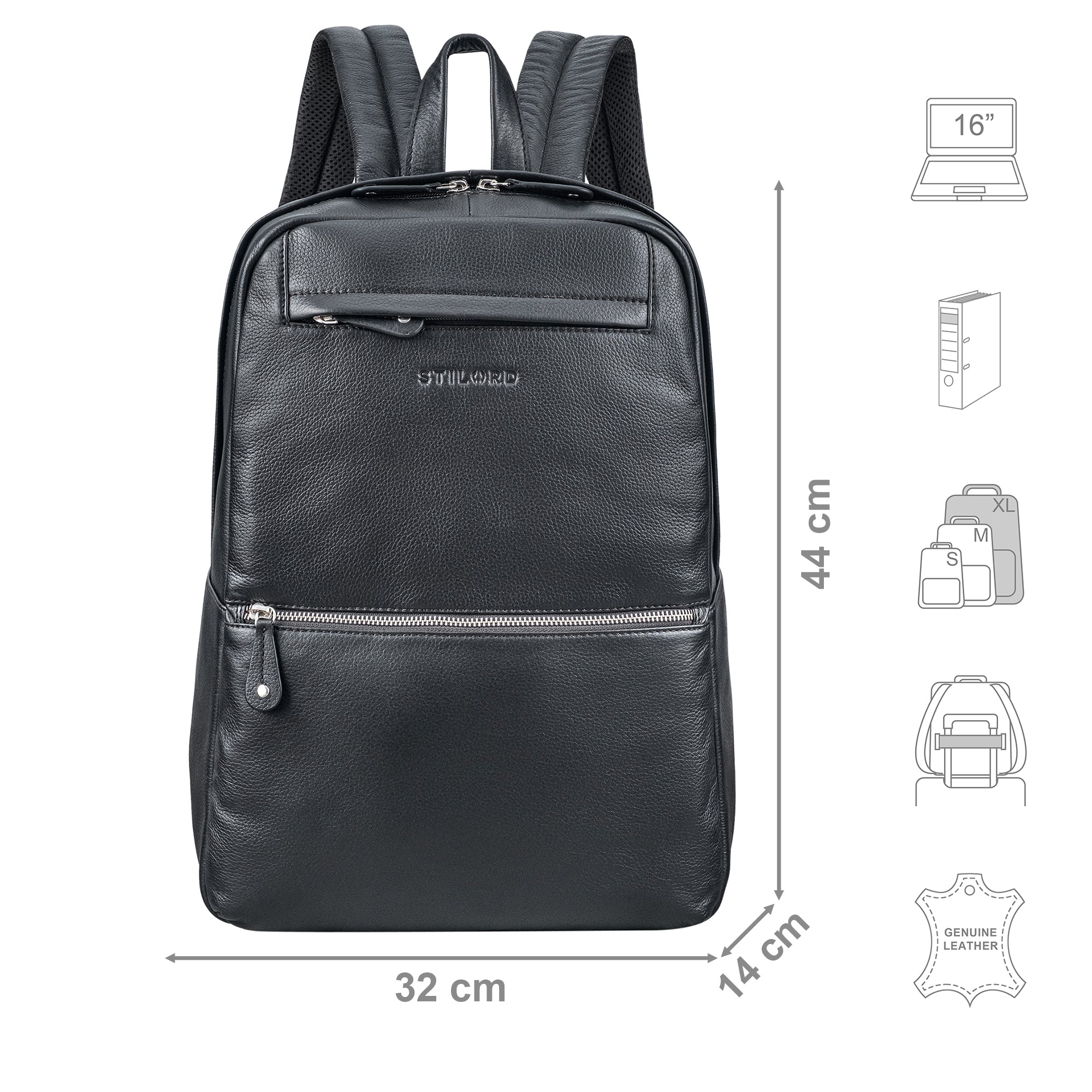 Leder Rucksack Laptop schwarz
