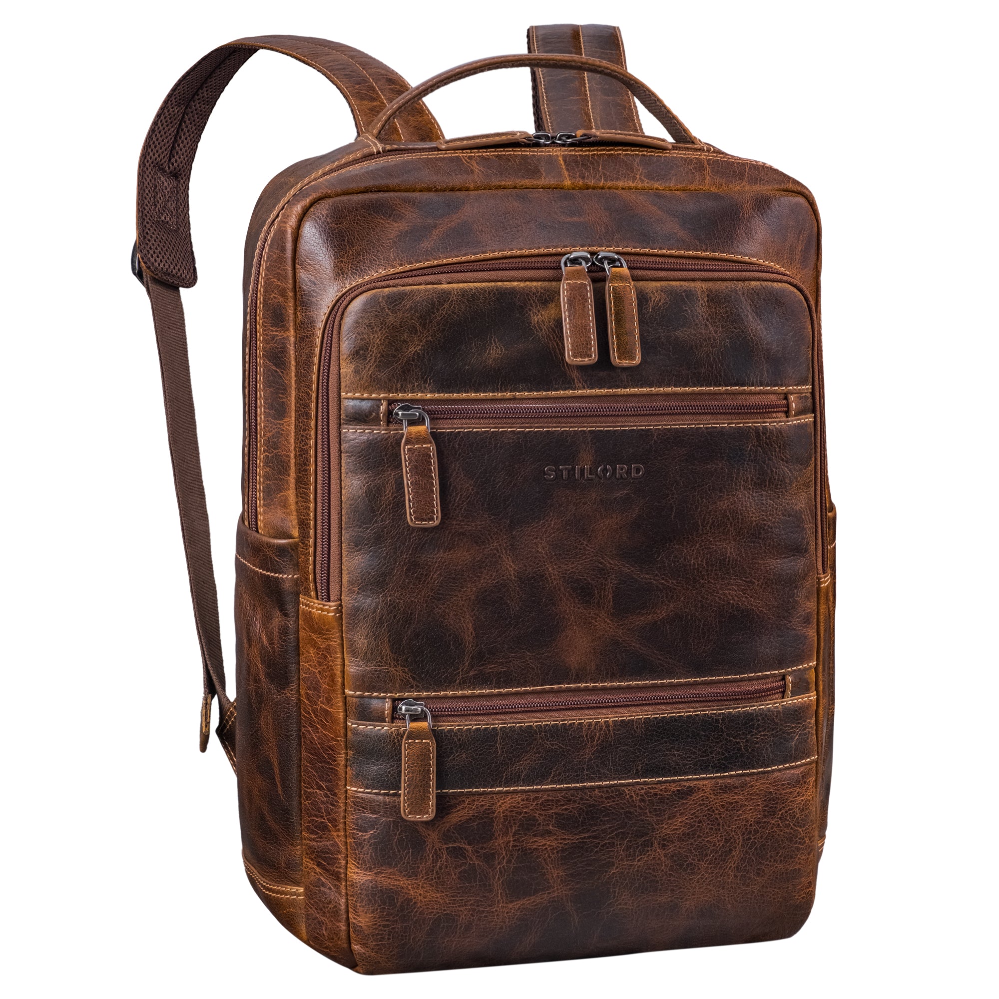 Leder Laptoprucksack damen dunkelbraun