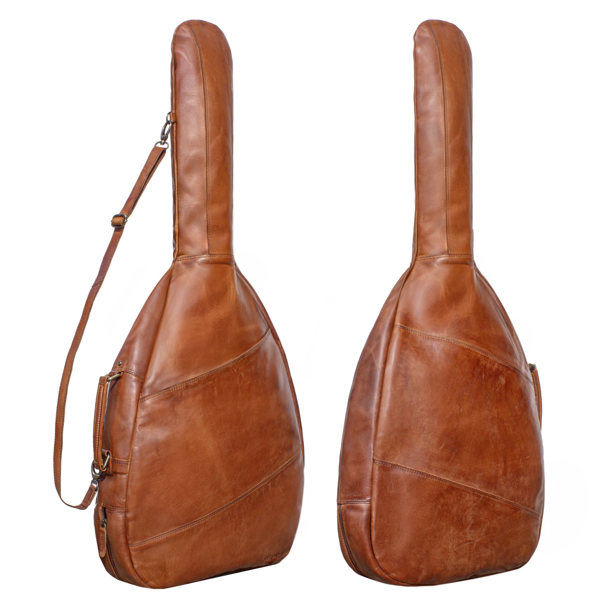 Echtleder Gitarrentasche cognac für 4/4 Gitarren