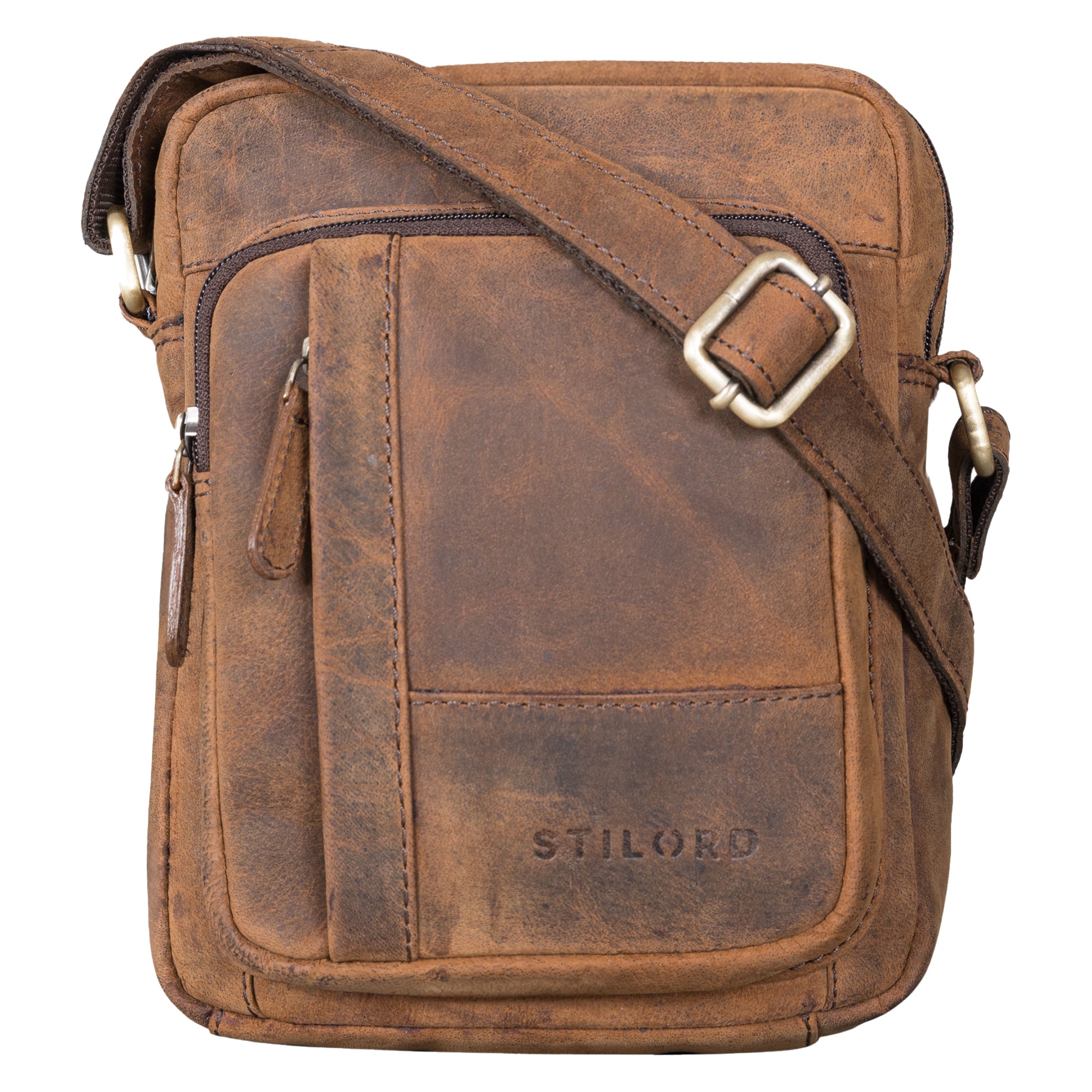 Mittelgroße Reportertasche Braun Wildleder Herren
