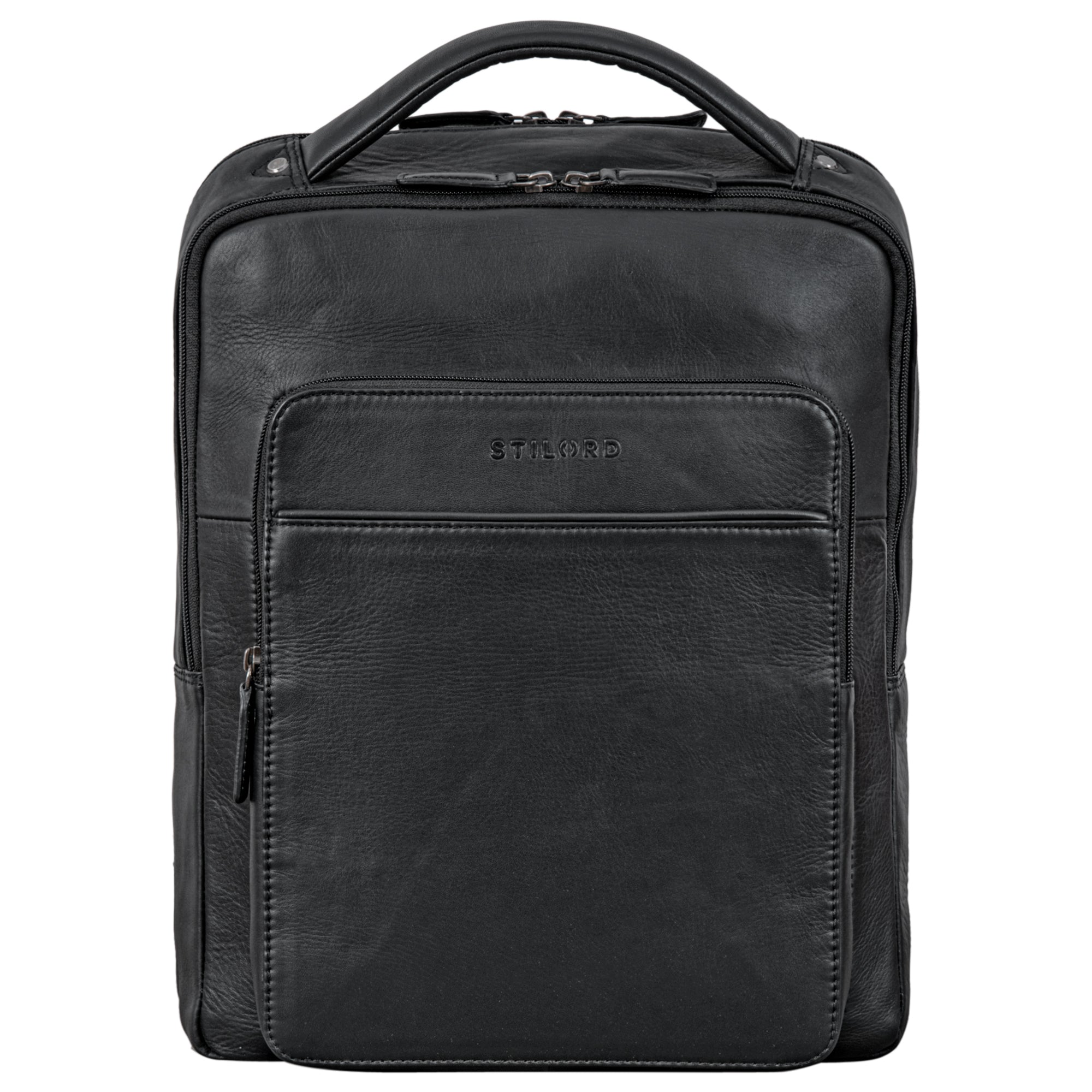schwarzer rucksack leder