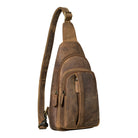 Braune Sling Bag Herren Leder Groß mit Karabiner & Anti Diebstahl Fach
