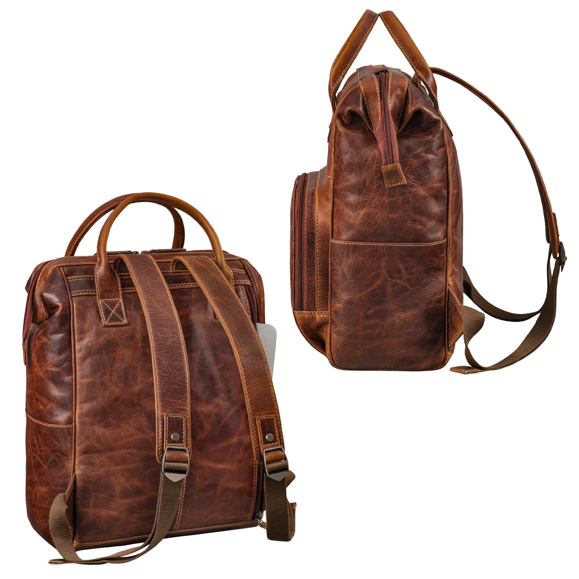 Lederrucksack Damen braun