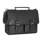 Schwarze Ledertasche viele Fächer