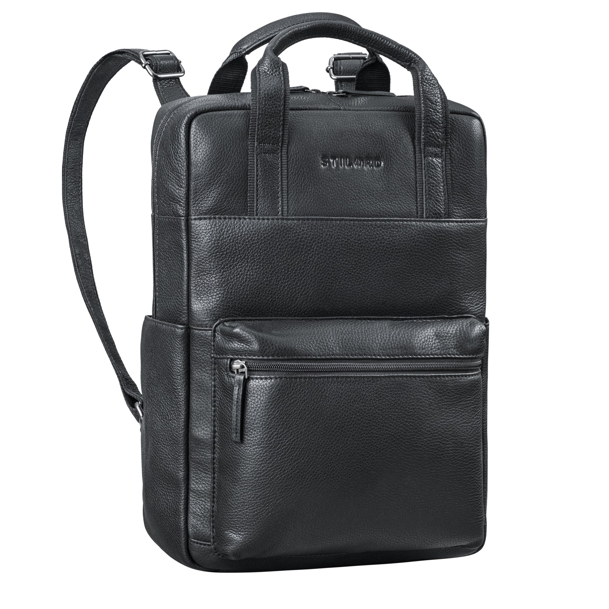 Großer Schwarzer Business Lederrucksack Damen 15.6 Zoll 