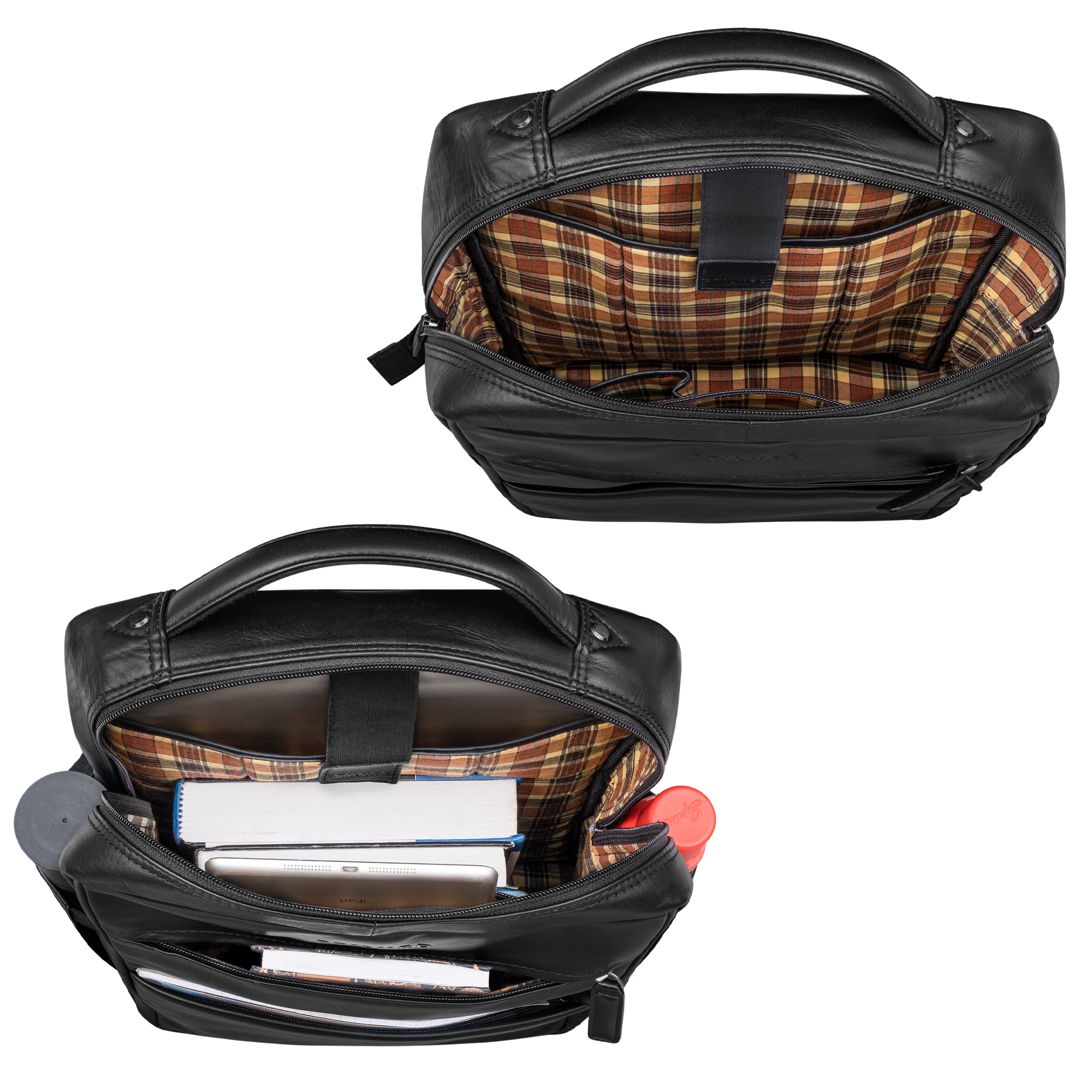 Leder Businessrucksack Herren schwarz