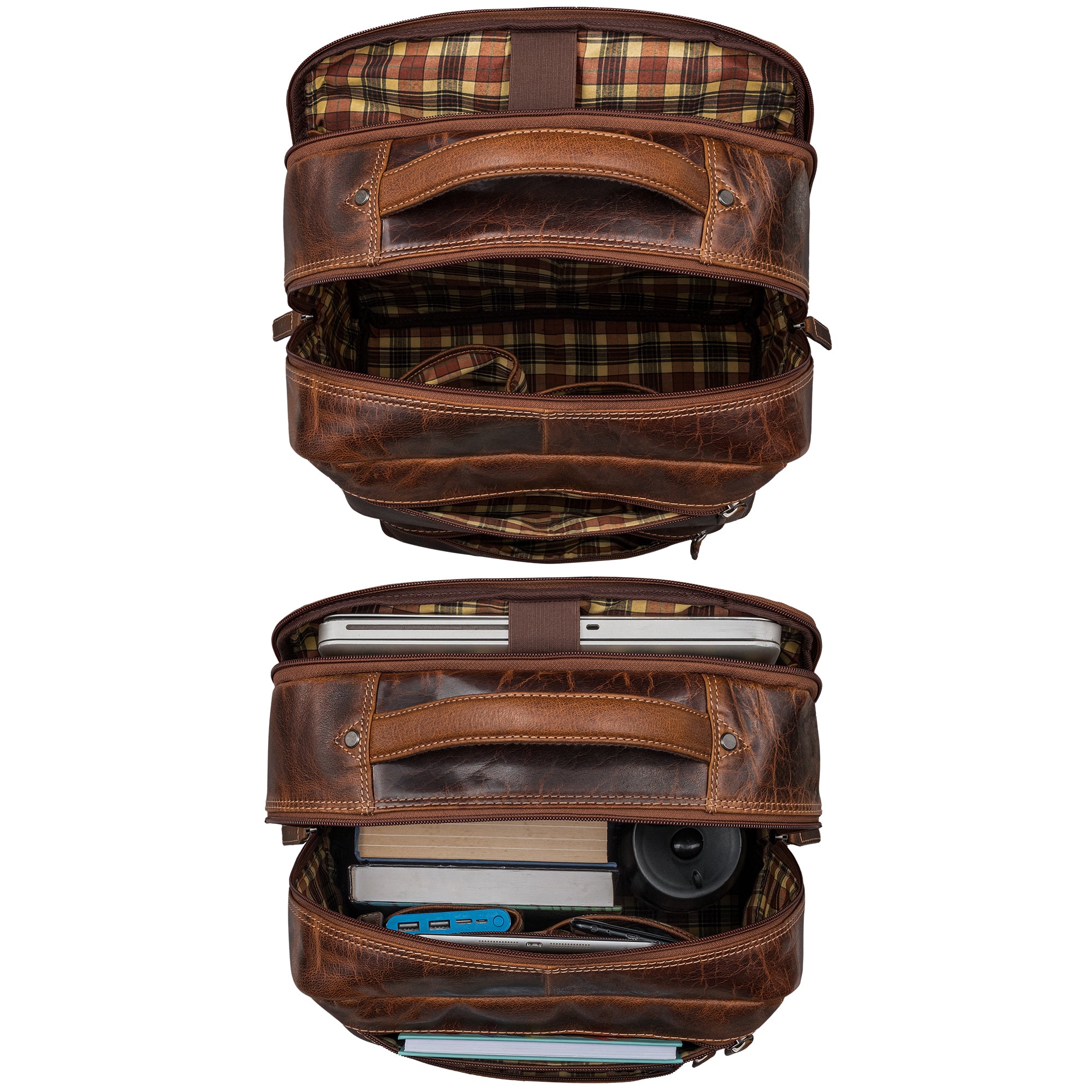 echt leder rucksack mit laptoptasche braun