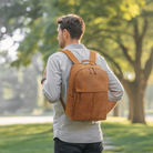 herren echtleder rucksack mit laptoptasche braun