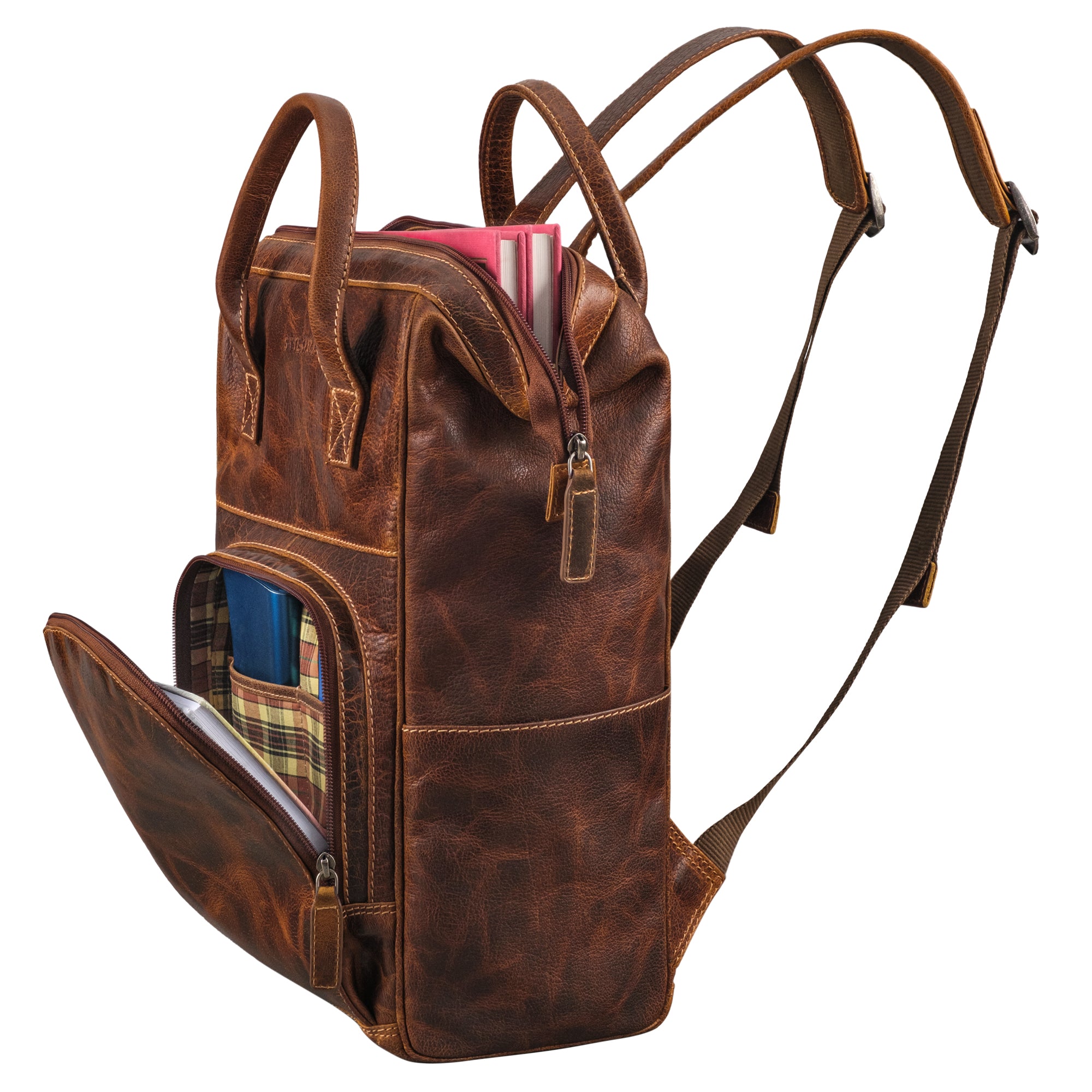 Lederrucksack Damen braun