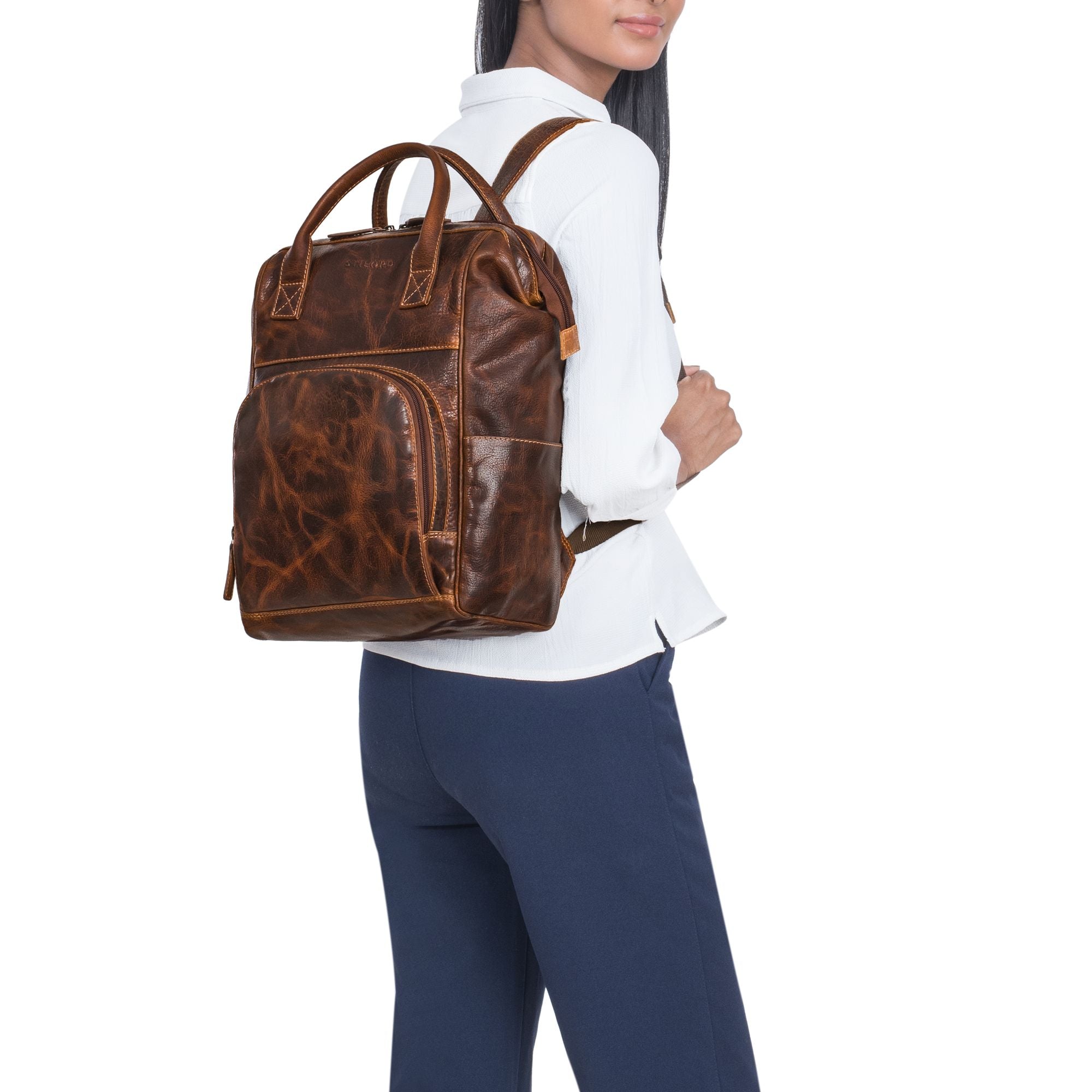 Lederrucksack Damen braun