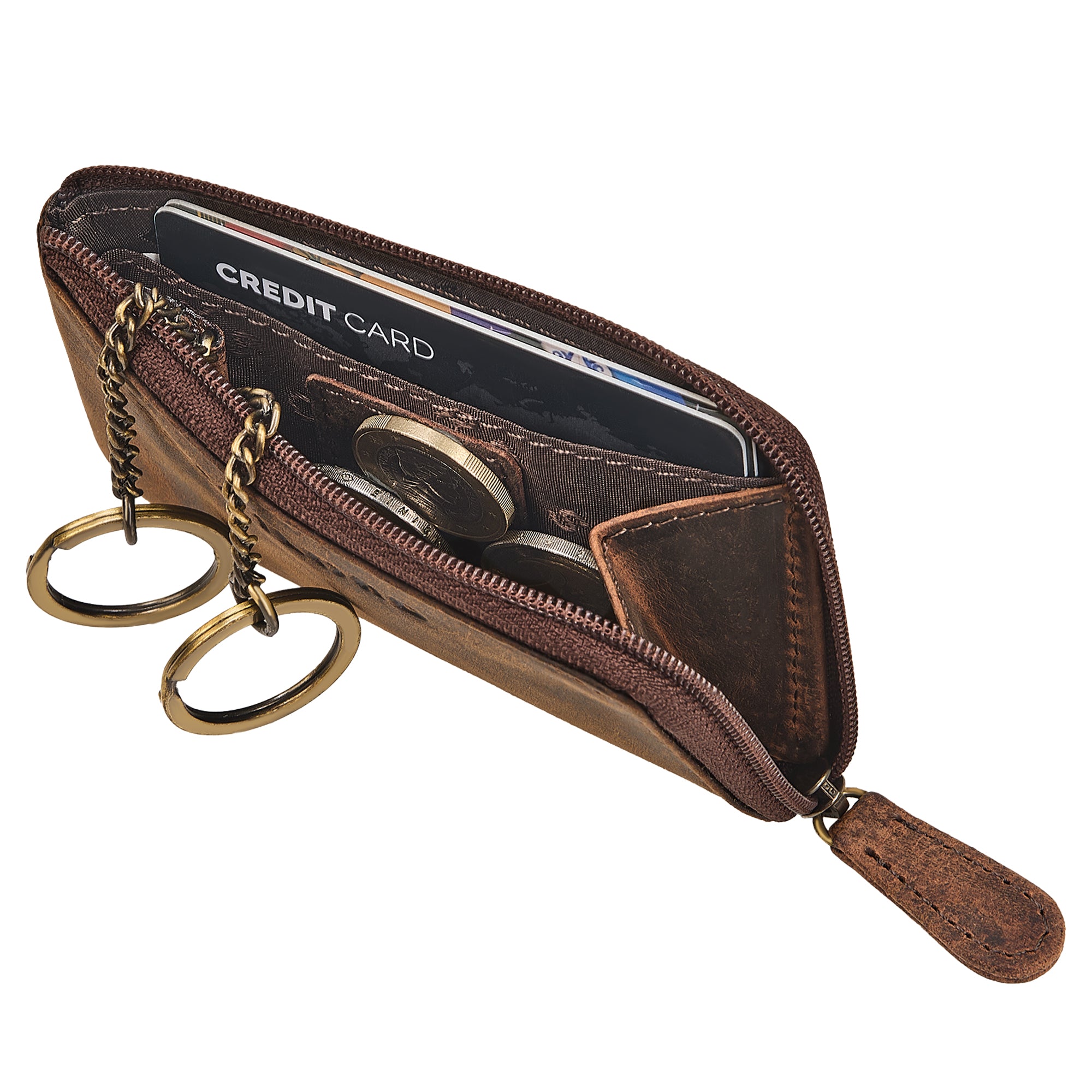 leder organizer schlüssel braun