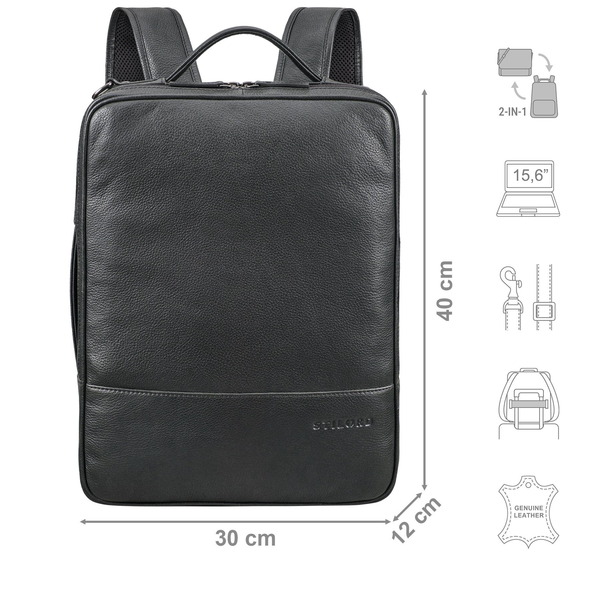 Arbeitsrucksack Laptopfach Schwarz