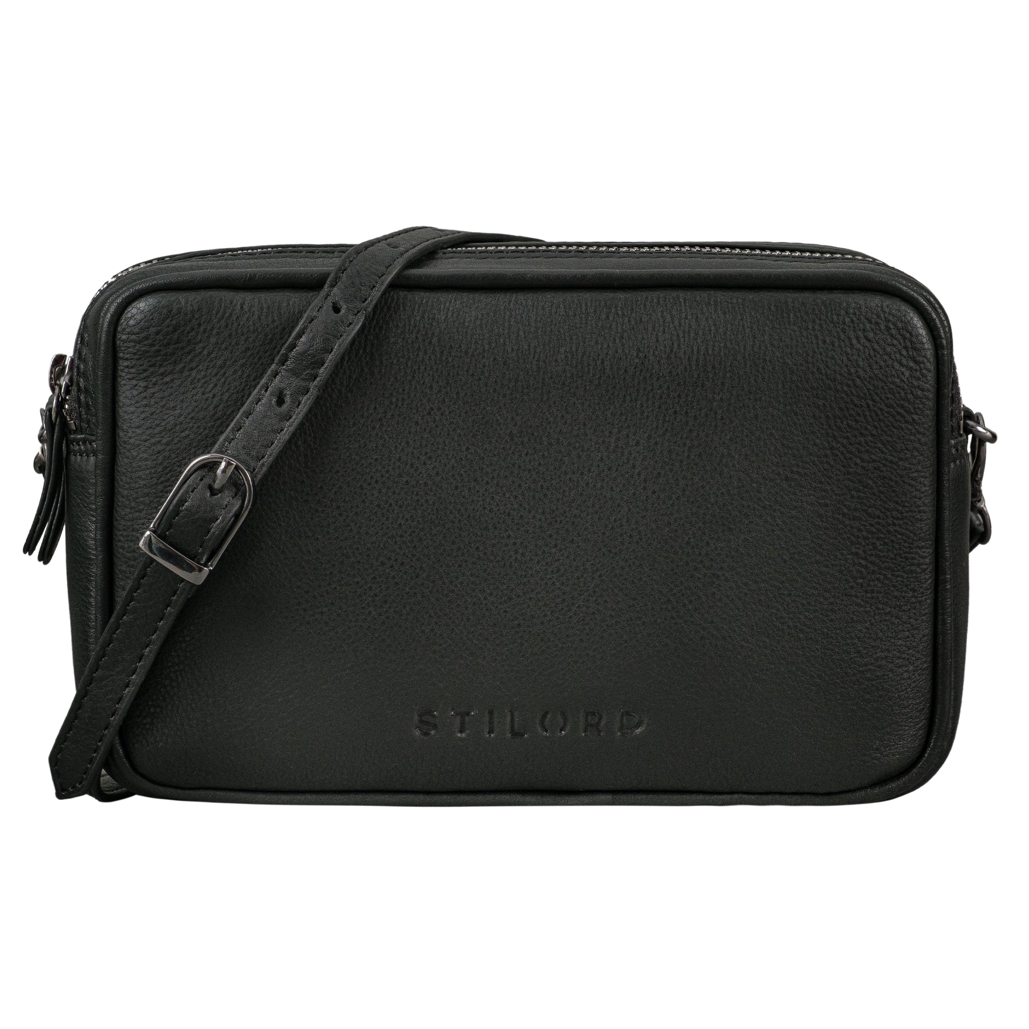 Crossbody Bag Leder Damen schwarz