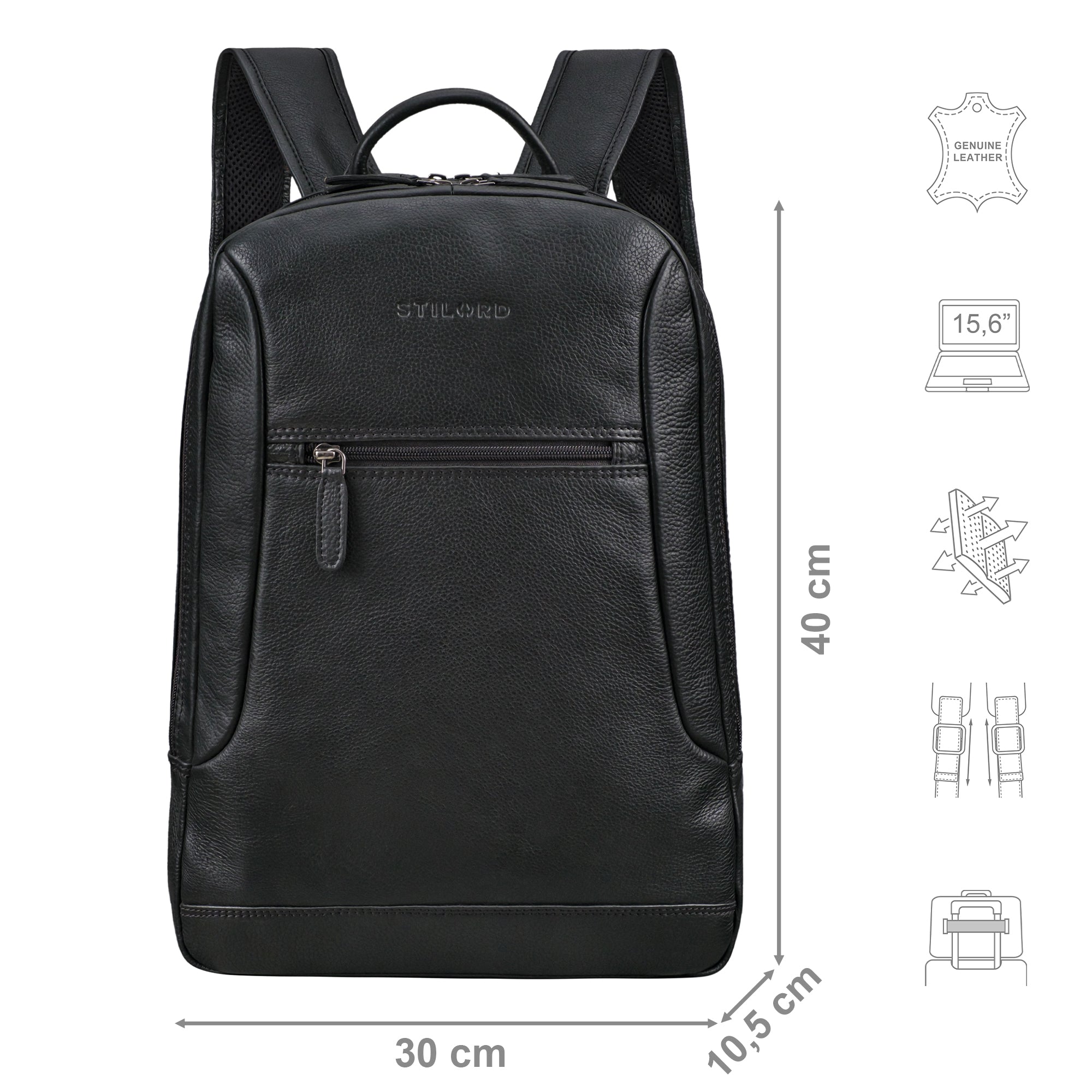 schwarzer Lederrucksack für die Arbeit
